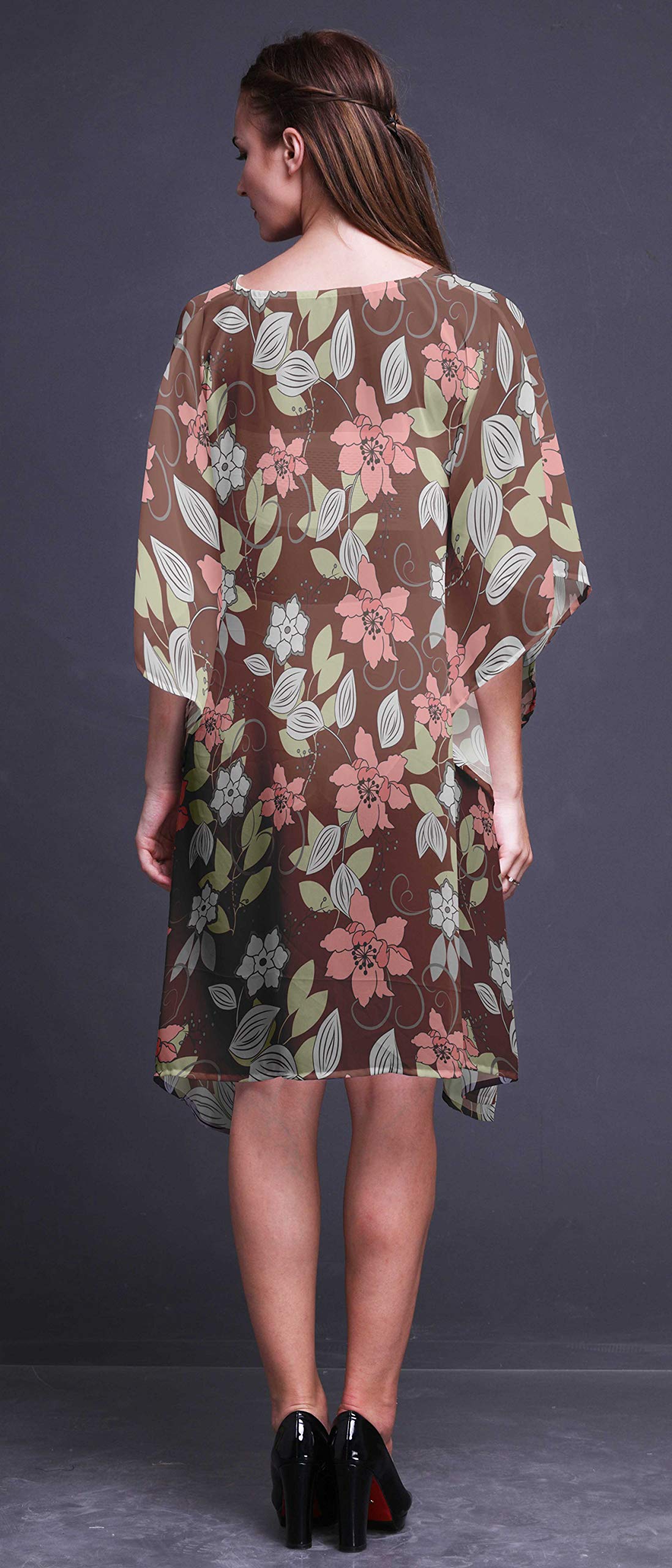 Bimba Women's Short Caftan Midi Dress - Beach Cover Up Swimwear, Summer Boho Kaftan for Poolside, Vacation & Resort Wear