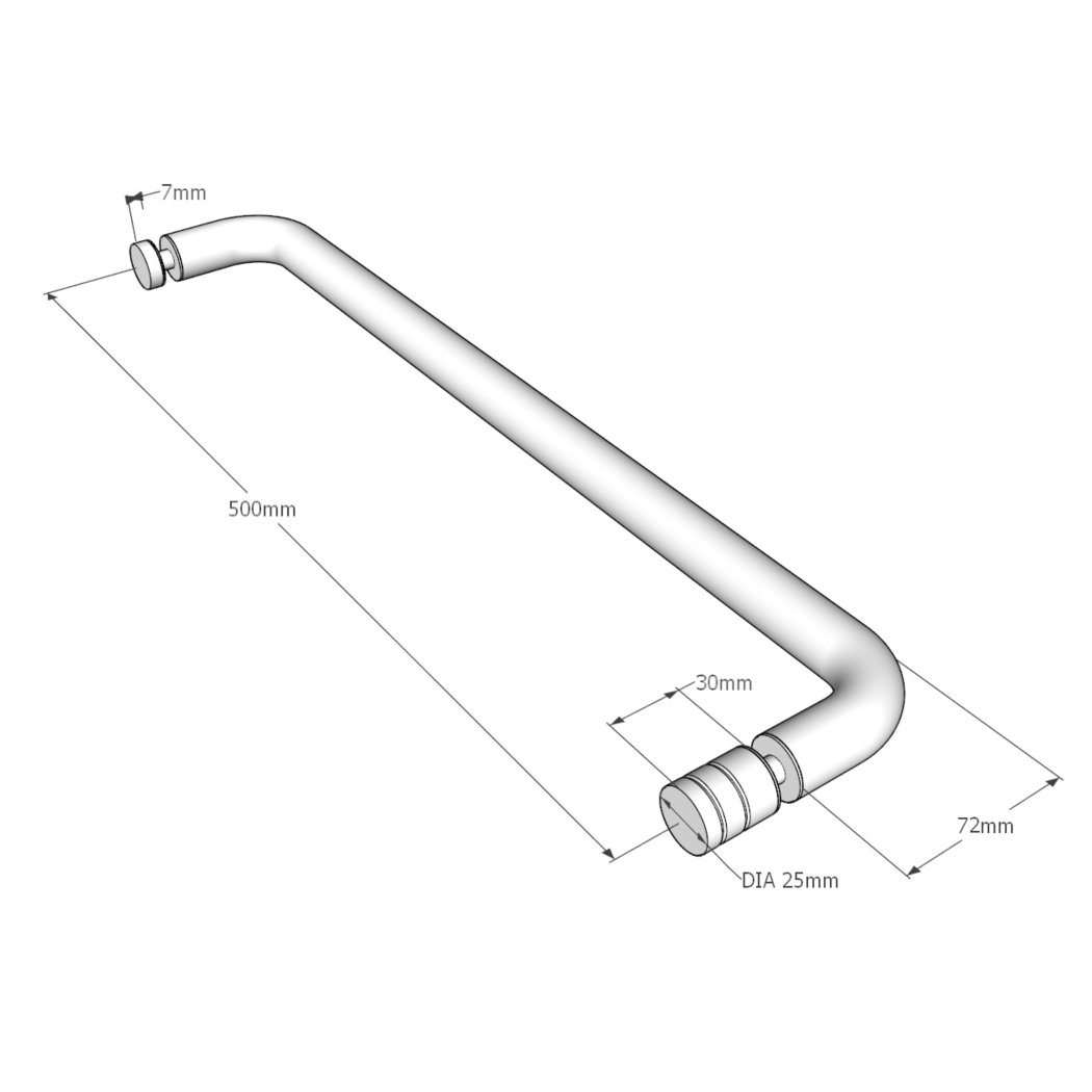 Brushed Bronze Shower Door Handle Towel Rail 500mm - Durable Bathroom Accessory for Modern Showers & Spa-Like Experience
