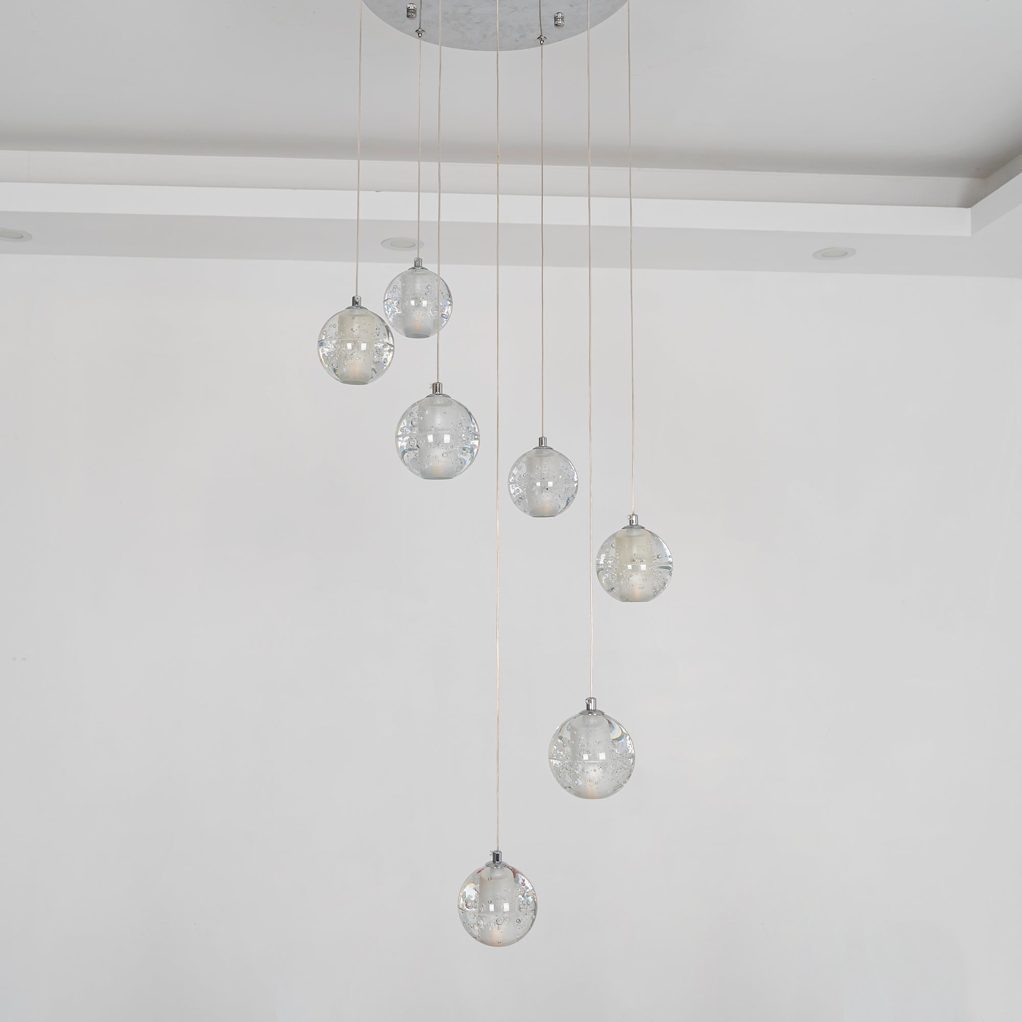 Elegant Ball Crystal Pendant Light - Modern Chandelier for Dining Room, Bedroom & Living Room Decor - Dimmable LED Hanging Light Fixture
