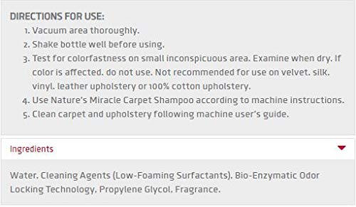 Nature's Miracle Carpet Shampoo - Deep Cleaning Stain & Odor Eliminator for Pets | Safe for Carpets, Rugs & Upholstery | Ideal for Pet Accidents, Spills & Everyday Cleaning