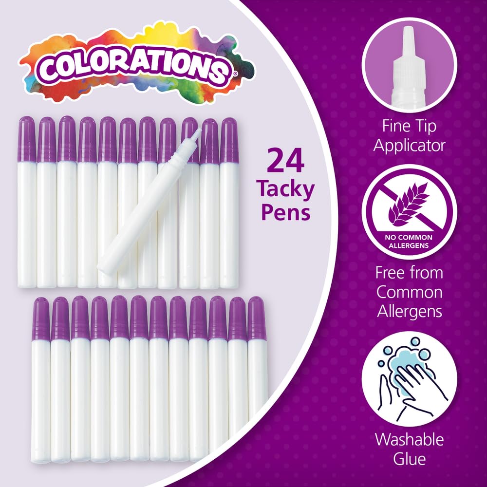 Colorations Quick Dry Tacky Glue Pens - 24 Pack Bulk Classroom Supplies for Arts & Crafts Projects | Perfect for DIY, Scrapbooking & School Projects