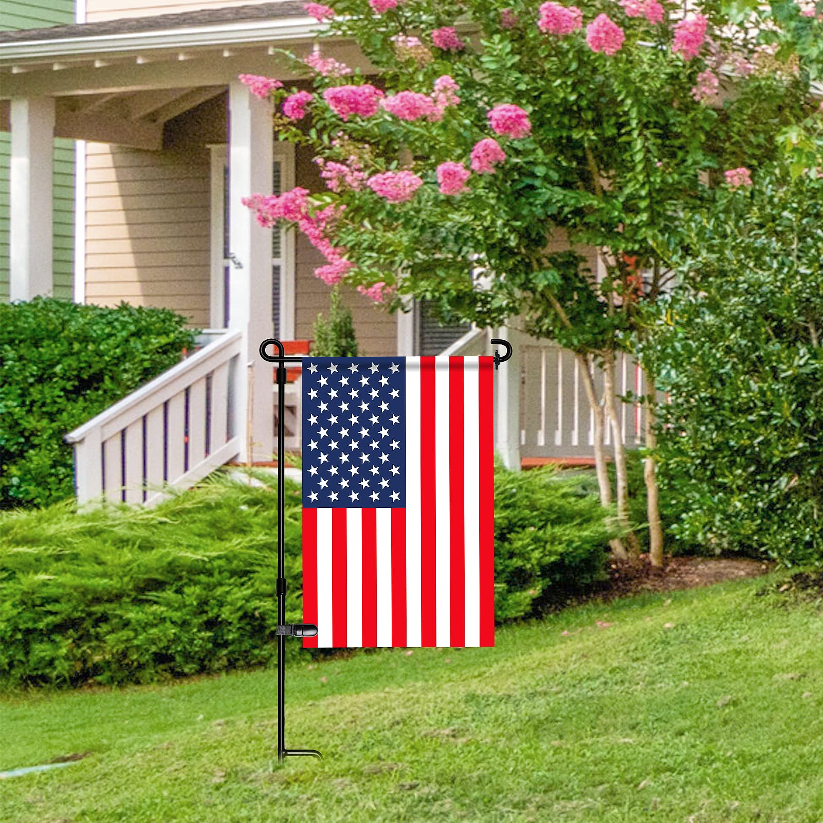 HOOSUN 20 Pack Garden Flag Clips and Stoppers - Heavy Duty Tiger Clips for Small Flags, Decorative Flag Holder Accessories with Rubber Stoppers - Perfect for Seasonal Yard Decor, Patio, and Front Porch Display