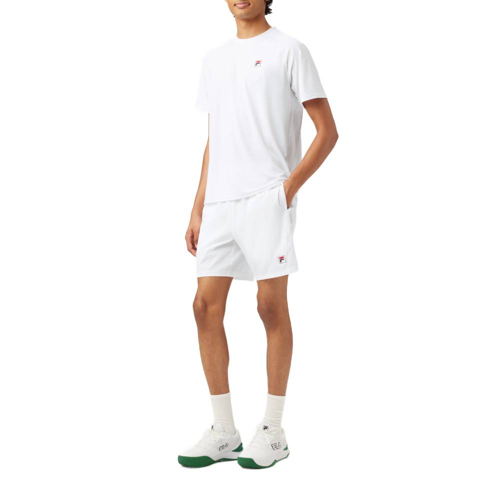 Fila Men's Short Sleeve Crewneck T-Shirt - Comfortable Cotton Blend Casual Tee for Workout, Gym & Everyday Wear (White)