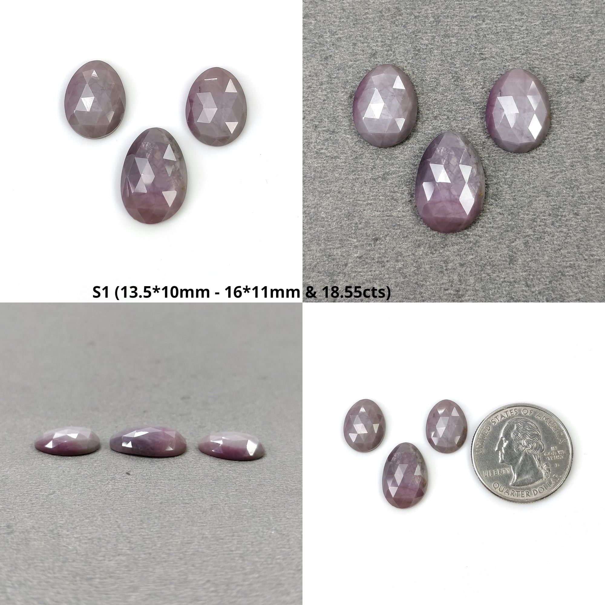Natural Untreated Unheated Baby Pink Sapphire Gemstone - Rose Cut Egg Shape (3pcs) | Genuine Loose Stones for Jewelry Making, Engagement Rings & Healing Crystals