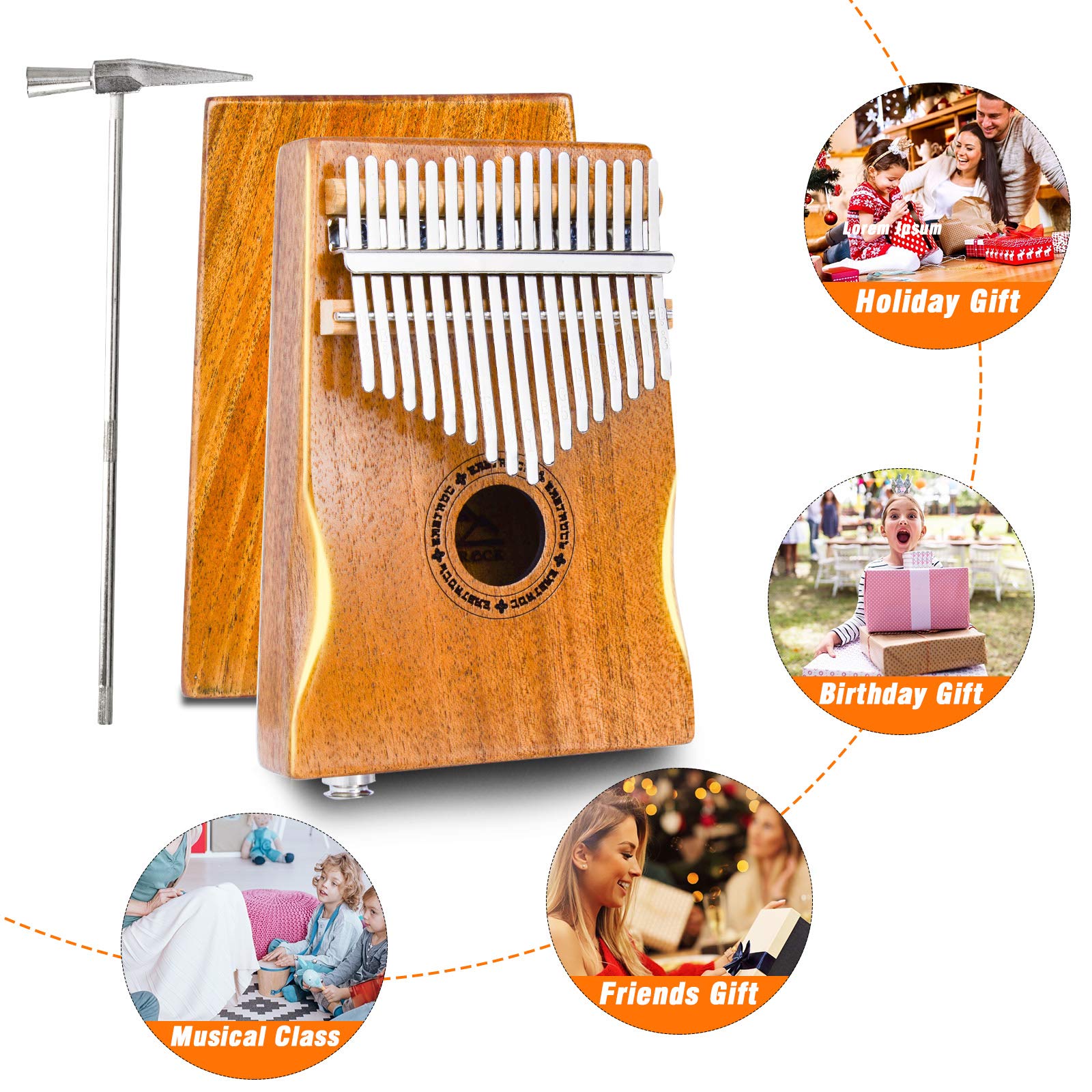 EASTROK 17-Key Professional Electric Kalimba Thumb Piano with Built-in Pickup & EQ - Mahogany Hand Rest for Kids, Adults & Beginners | Perfect for Live Performances, Music Therapy & Home Practice