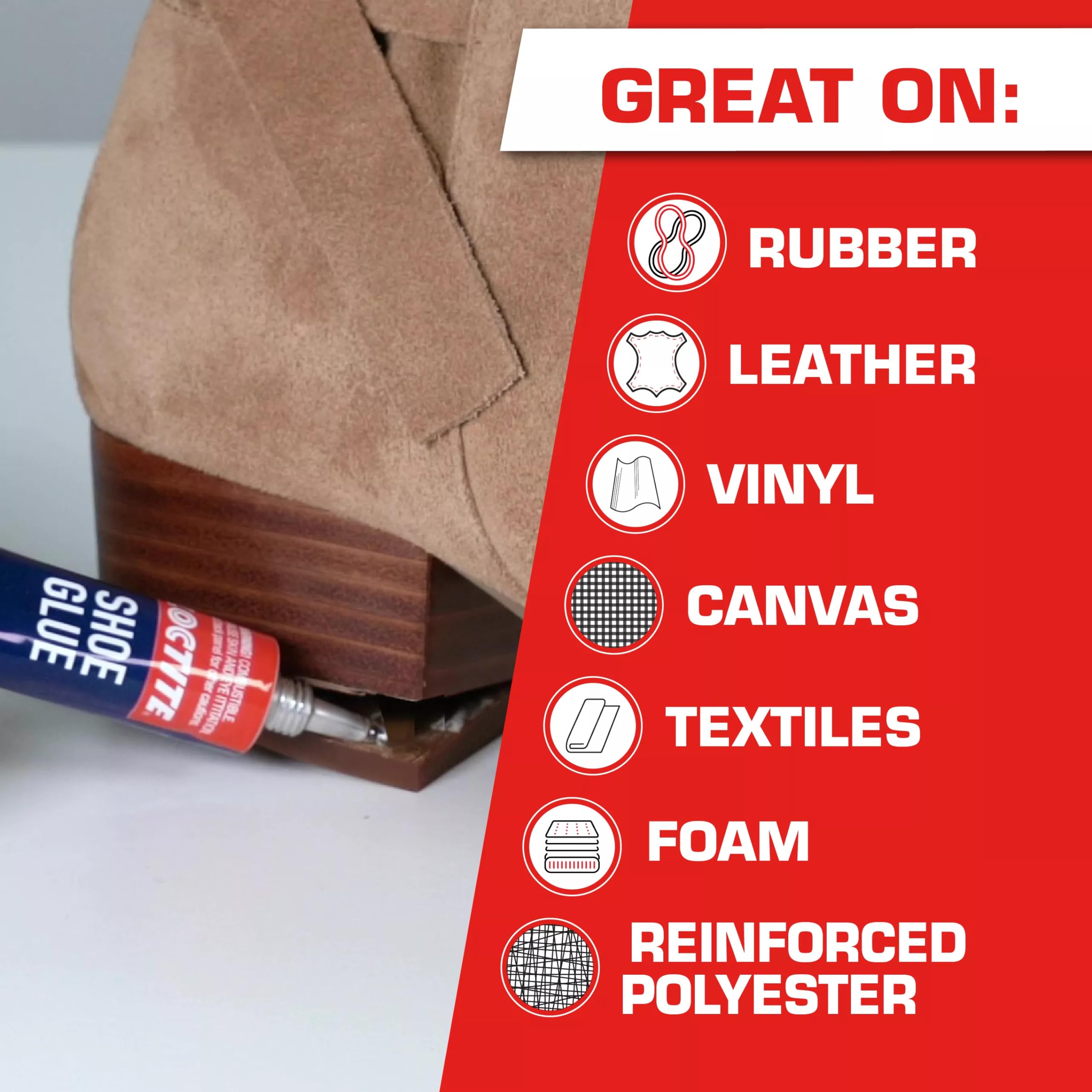 Loctite Shoe Glue - Strong & Flexible Fabric Adhesive, Waterproof, Impact & Vibration Resistant, Clear Drying - 0.6 fl oz (3 Pack) - Perfect for Shoe Repairs, Leather Crafts, and DIY Projects