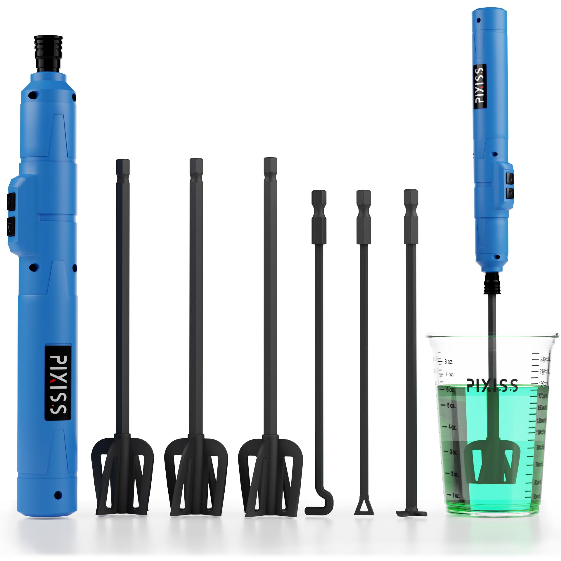 Premium Handheld Rechargeable Epoxy Resin Mixer - Pro-Grade Resin Stirrer with 6 Paddles for Bubble-Free Mixing - Ideal for Resin Art, Jewelry Making, and Silicone Mold Crafting