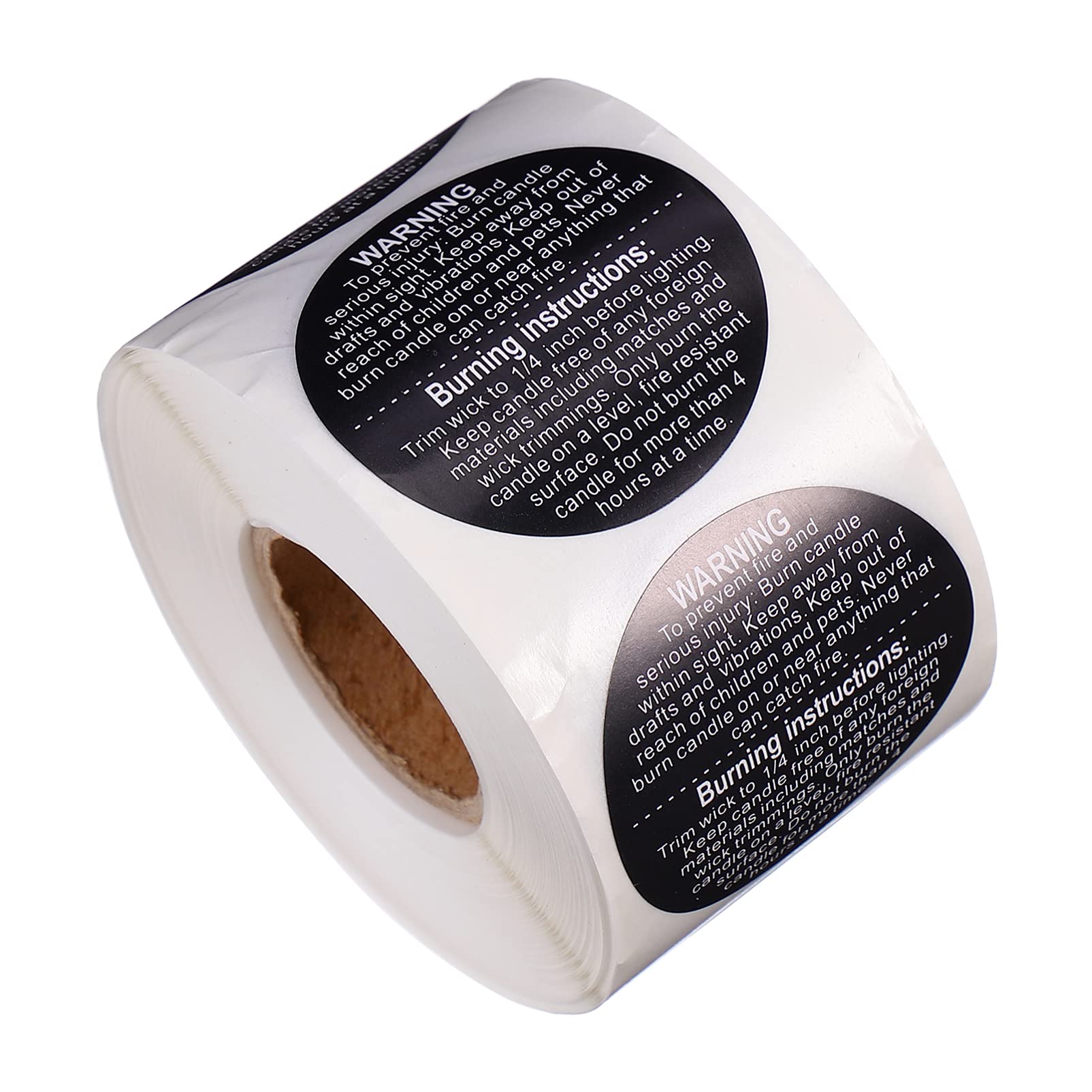 EXCEART 500pcs Candle Warning Safety Stickers - 38mm Round Black Labels for Candle Jars & Wax Melting Containers - Fire Hazard Caution Decals for Home, Wedding, Spa & DIY Candle Making