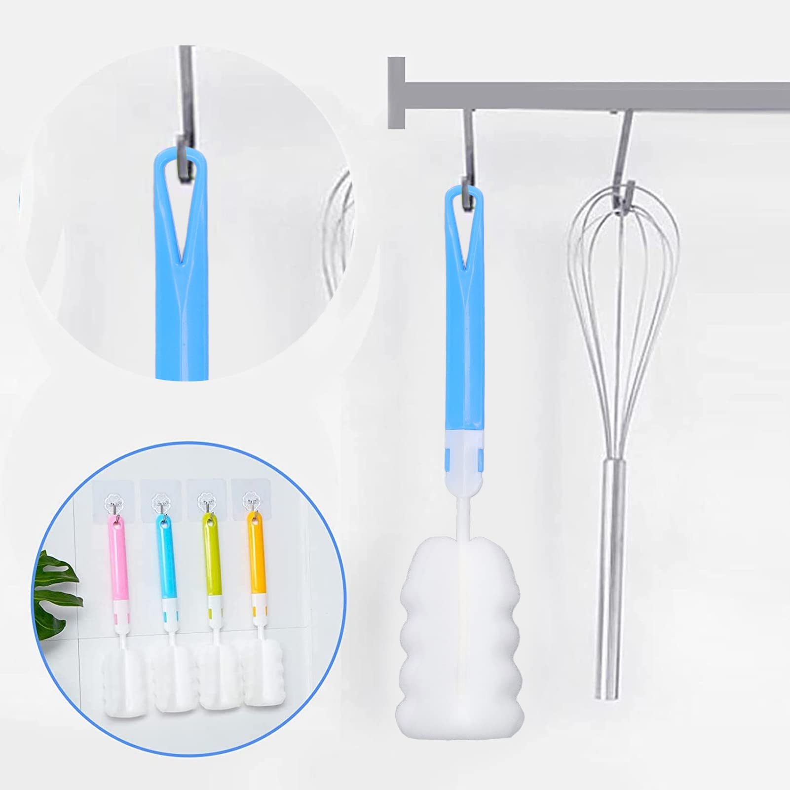 50pcs Long Handle Bottle Cleaning Brushes - Durable Sponge Brush Set for Baby Bottles, Water Bottles, Thermos & Narrow Neck Containers | Perfect for Home, Kitchen, Nursery & Travel Use