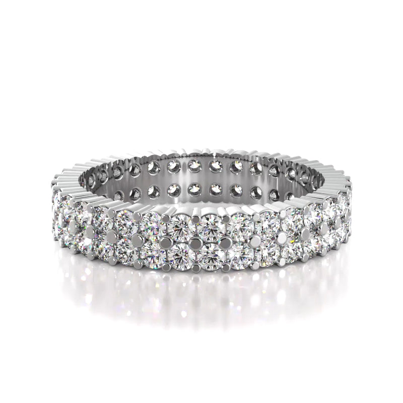 1.50 Carat Round Diamond Double Row Wedding Band Ring for Women - Elegant Bridal Jewelry for Engagement, Anniversary & Special Occasions
