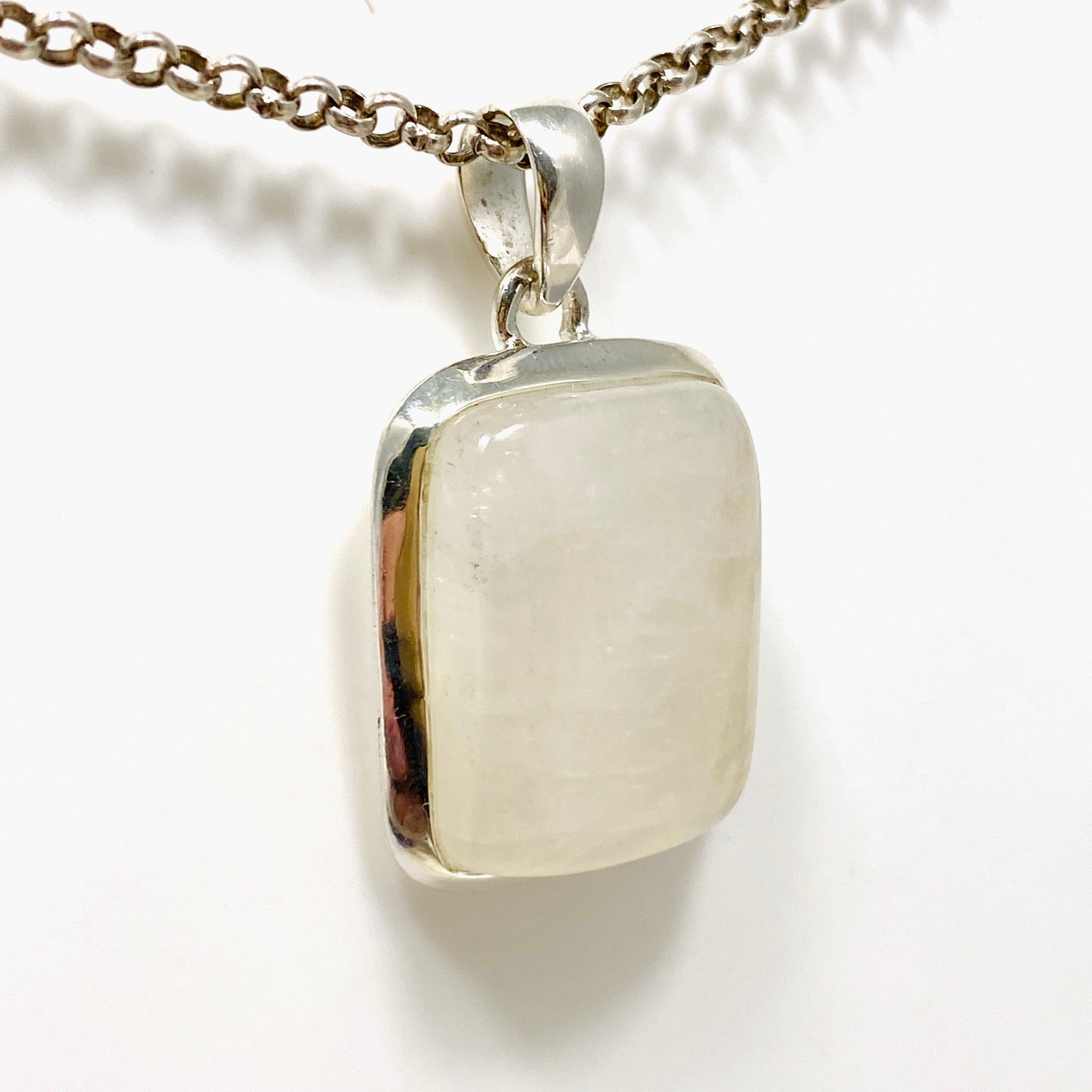 Moonstone Rectangular Pendant Necklace KPGJ4260 - Elegant Healing Crystal Jewelry for Women, Perfect for Meditation, Yoga & Spiritual Gifts