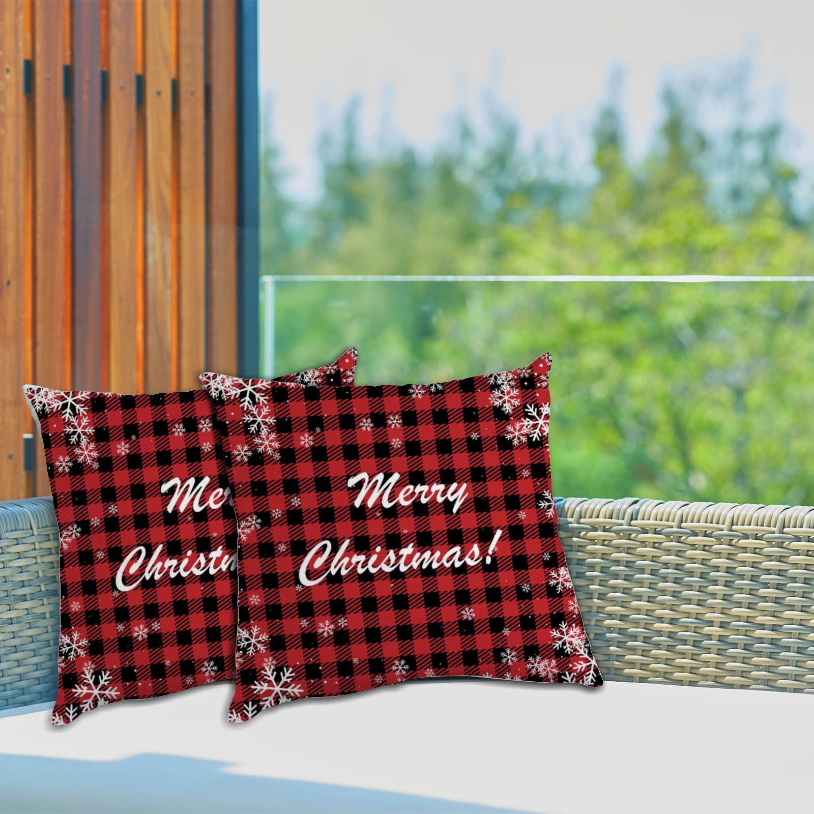 Vantaso 2 Pack Christmas Buffalo Plaid Red Pillow Covers 16x16 Inch - Decorative Throw Pillow Cases for Sofa, Couch & Bedroom - Cozy Winter Holiday Home Decor (Perfect for Christmas, Living Room & Seasonal Styling)