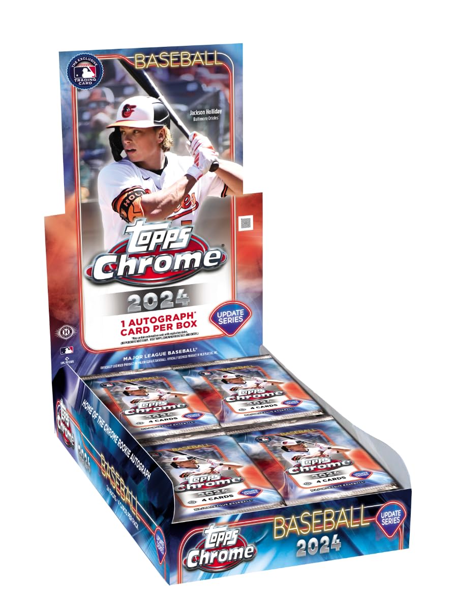 2024 Topps Chrome Update Series Baseball Hobby Box - 1 Autograph Guaranteed per Box | Collectible Trading Cards for Baseball Fans & Sports Memorabilia Enthusiasts