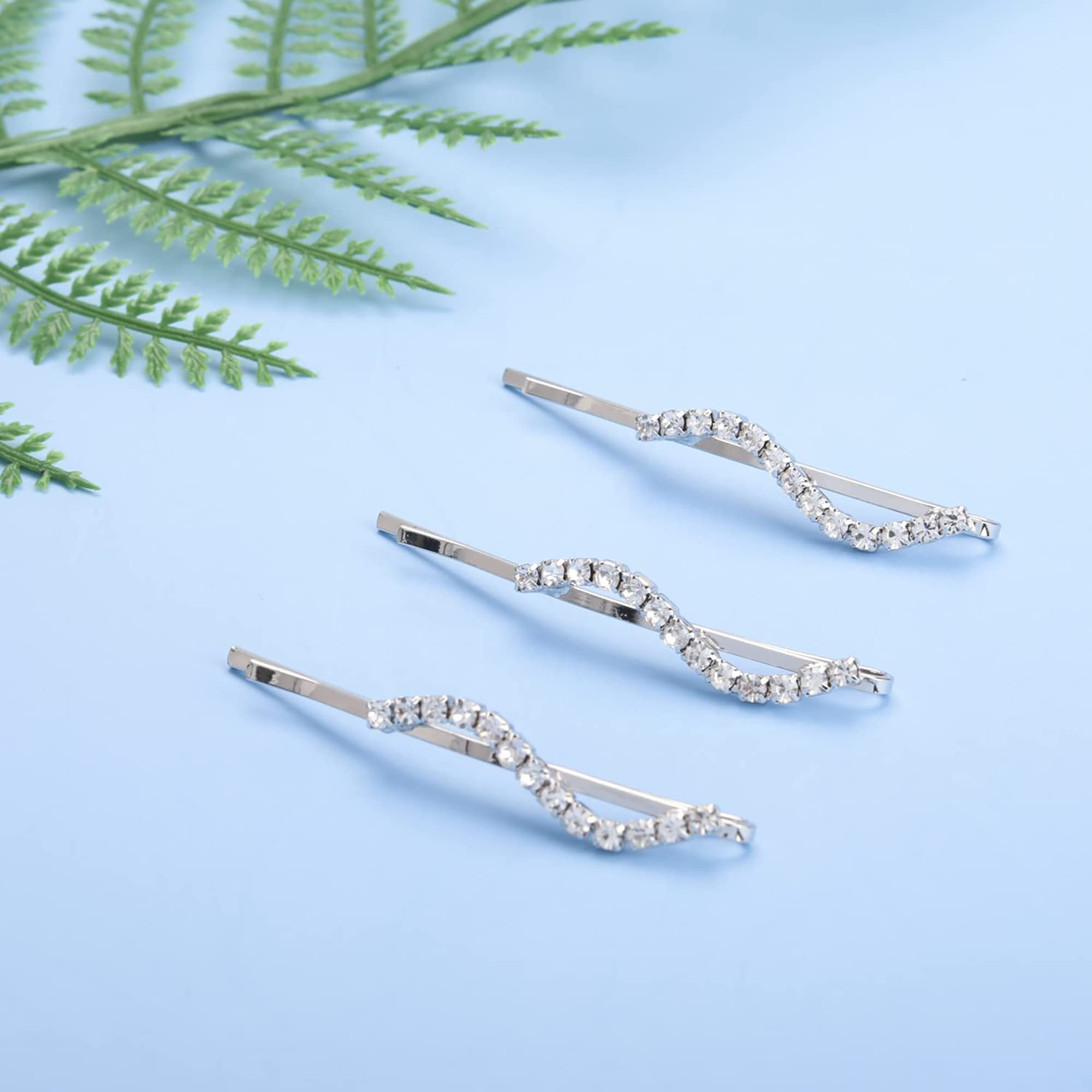6Pcs Silver Rhinestone Bobby Pins - Shiny Crystal Hair Clips for Women & Girls - Elegant Metal Hair Accessories for Weddings, Parties & Daily Styling