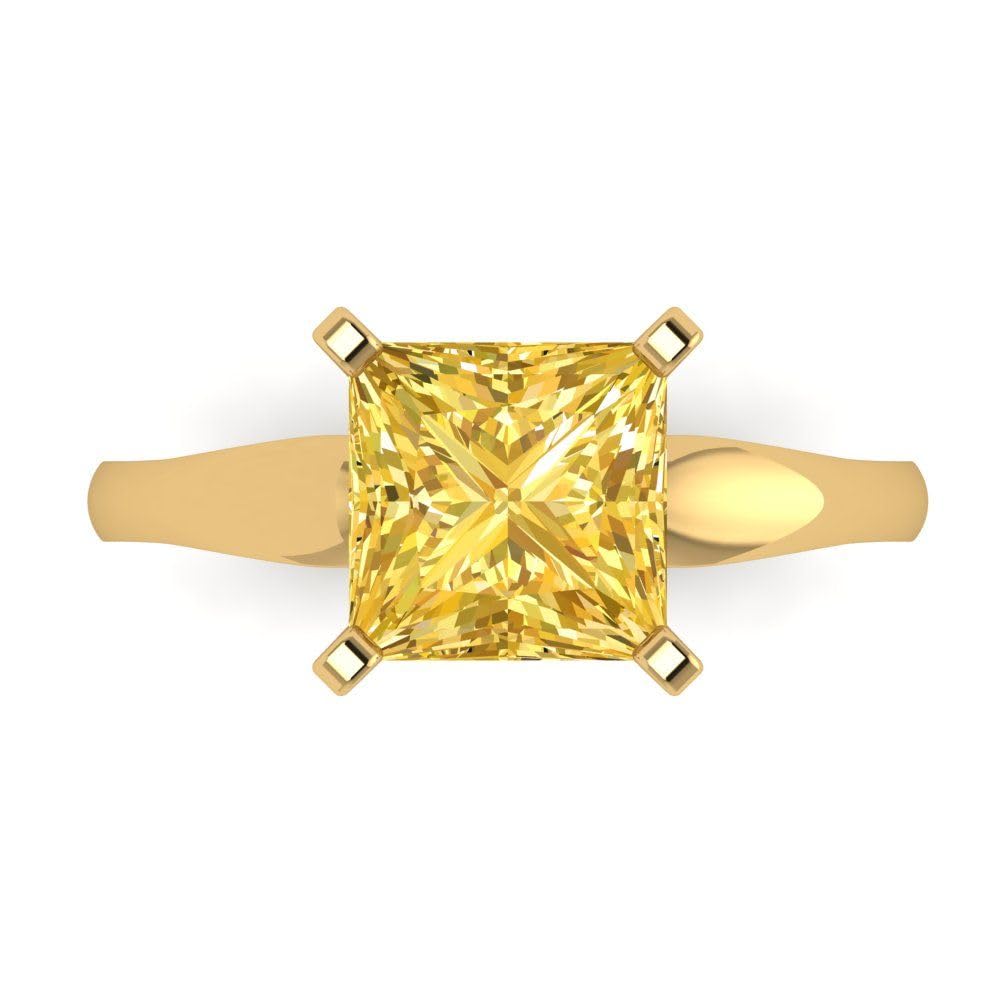 2.50ct Princess Cut Citrine Ring - 18K Gold for Engagement & Anniversary
