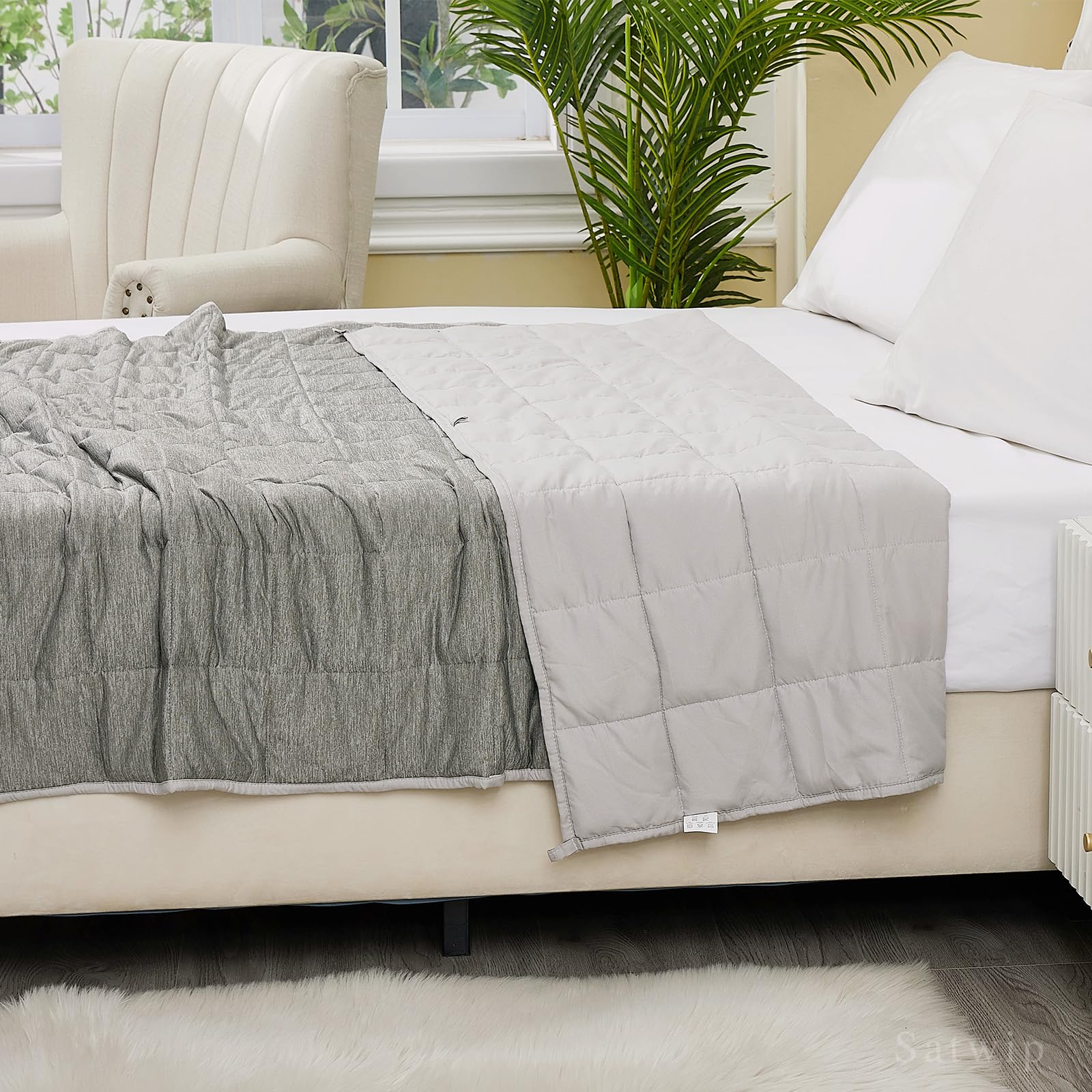 10 lb Weighted Blanket for Adults - Cooling Twin Size 48x72 Inches - Soft Breathable Sanded Jersey Fabric for Hot Sleepers - Stress Relief & Better Sleep - Perfect for Anxiety, Insomnia & Relaxation (Grey)