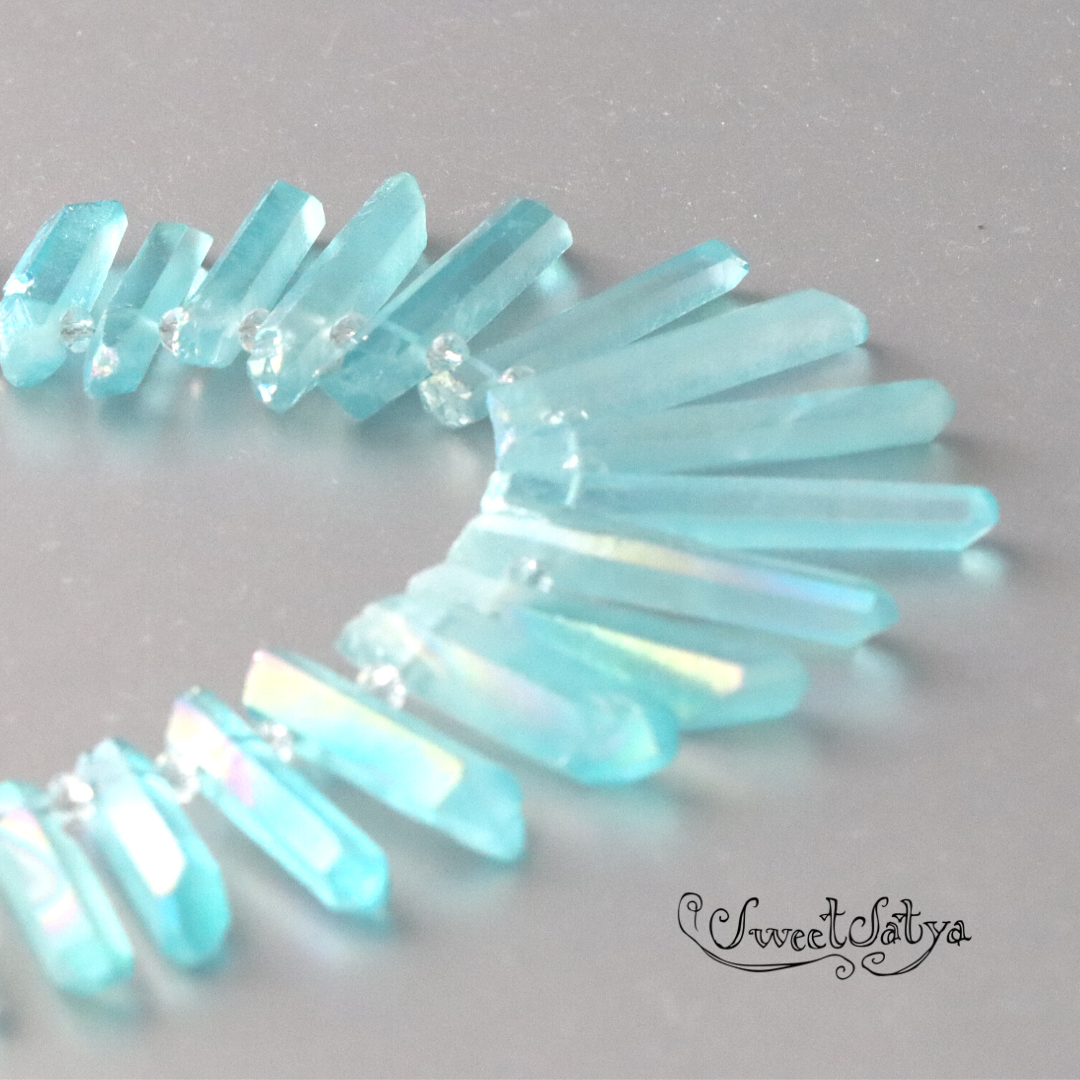 Aqua Aura Crystal Point Necklace - Natural Healing Stone Pendant for Women, Chakra Balancing Jewelry | Perfect for Meditation, Yoga & Spiritual Gifts
