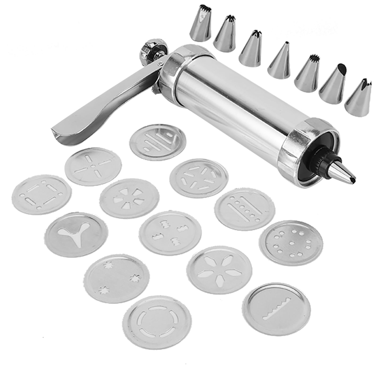 Aluminum Alloy Cookie Press Gun Kit - Stainless Steel Biscuit Maker with 24 Nozzle Tips for Baking, Cake Decorating & Pastry Piping | Perfect for Christmas Cookies, DIY Desserts & Home Baking Gifts