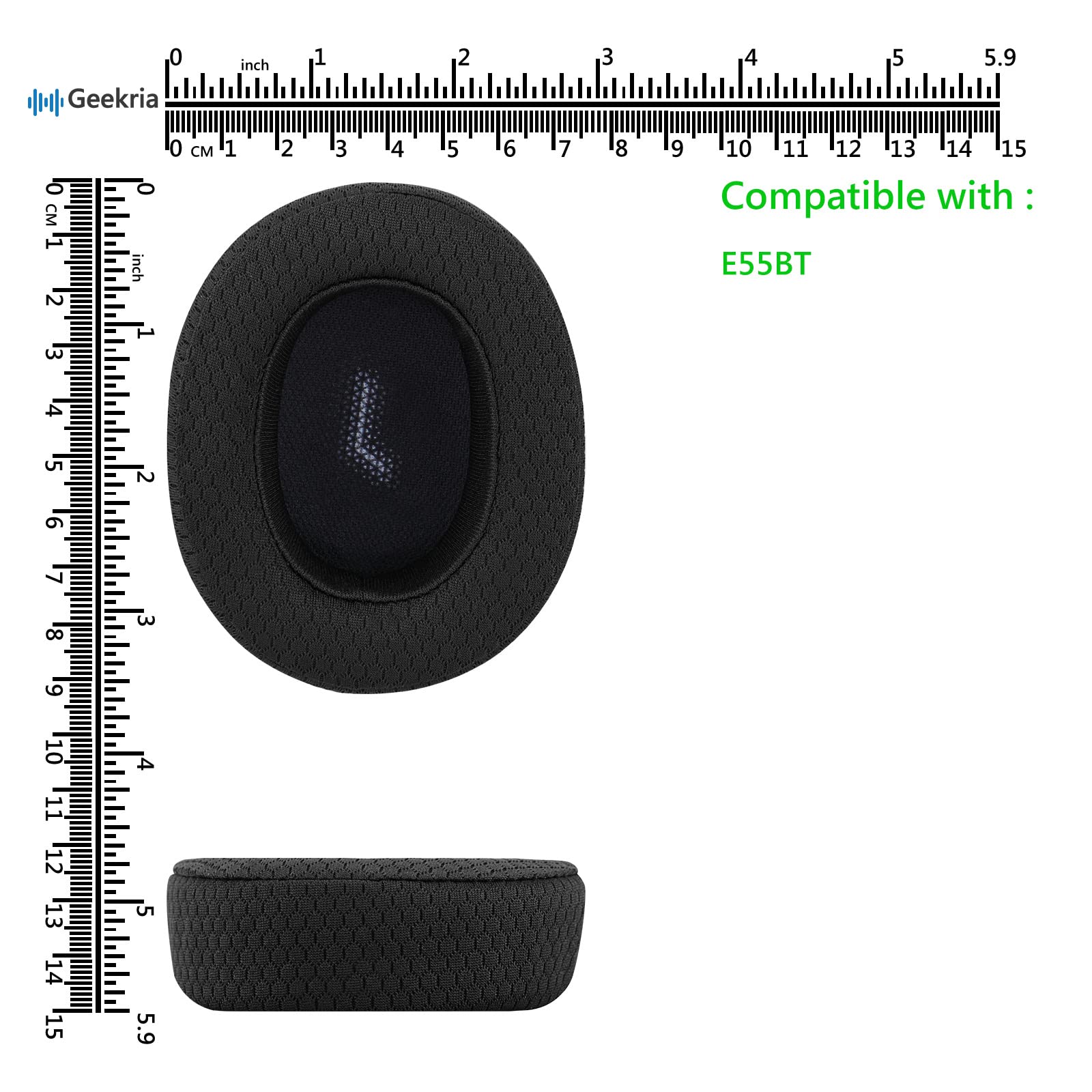 Geekria UltraSoft Replacement Ear Pads for JBL E55BT Headphones - Premium Thick Mesh Fabric Ear Cushions, Noise Isolating Earpads, Comfortable Headset Ear Cups Cover (Black) - Perfect for Gaming, Music & Office Use