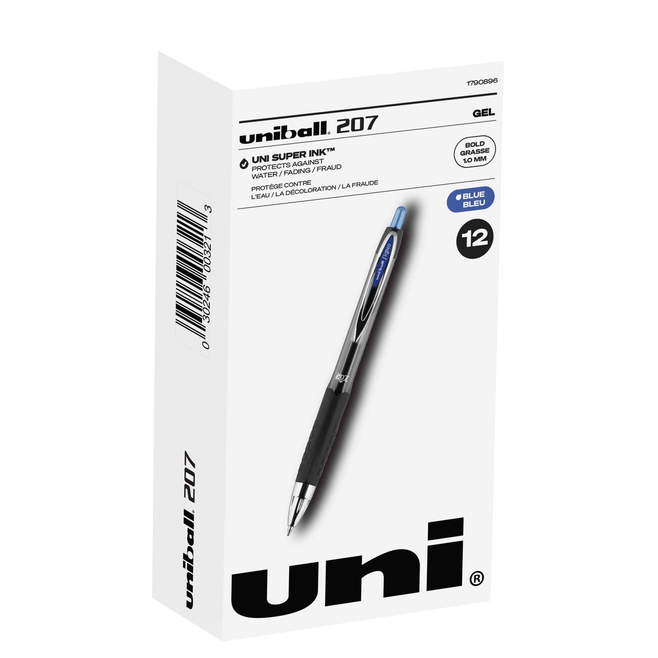 Uni-Ball 207 Signo Retractable Gel Pens 12 Pack - Bold 1.0mm Point, Fraud-Proof Ink - Perfect for Office, Nursing, Business, School & Bible Study - Smooth Writing for Documents, Signatures & Note-Taking