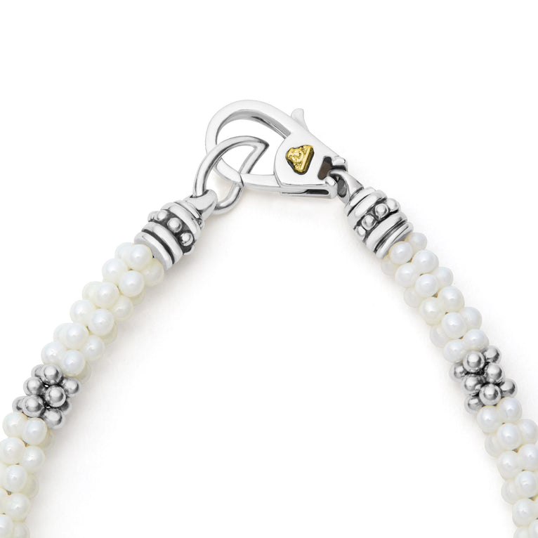 Seven Silver Station Ceramic Bracelet - 5mm Beaded Bracelet for Women | Elegant Handmade Jewelry for Everyday Wear & Special Occasions