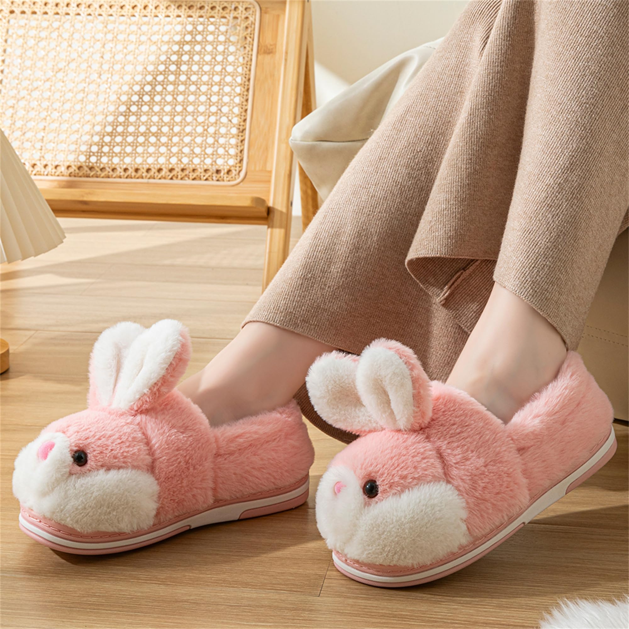 LANFIRE Women's Fuzzy Rabbit Slippers - Cozy Plush Winter House Shoes for Indoor Comfort, Warm & Soft Cotton Slippers for Women - Perfect for Home, Lounge & Gift Giving