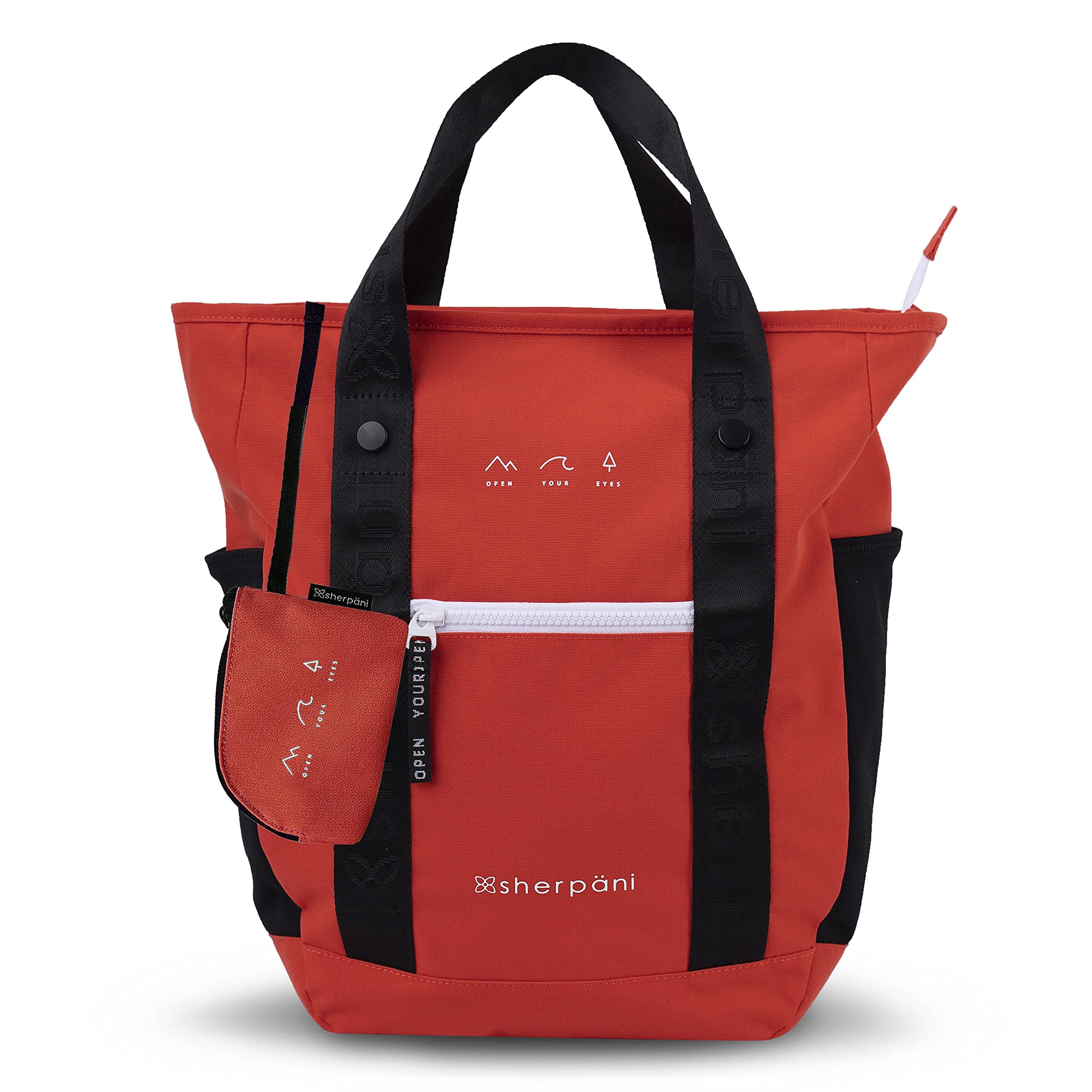 Sherpani Via Women's Travel Backpack Tote - Lightweight Nylon Laptop Bag with Detachable Coin Purse - Fits 15 Inch MacBook - Perfect for Commuting, Work & Weekend Getaways (Poppy Red)