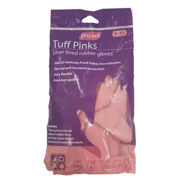 Durable Pink Rubber Gloves with Silver Lining - Size 7 & 9 - Perfect for Cleaning, Dishwashing & Household Chores