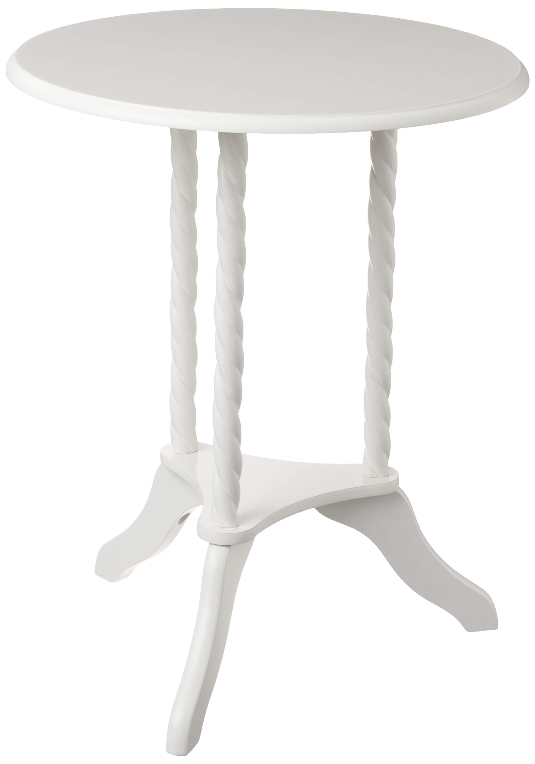Frenchi Home Furnishing Round End Table, White - Modern Side Table for Living Room, Bedroom & Office - Small Accent Table with Sturdy Metal Base