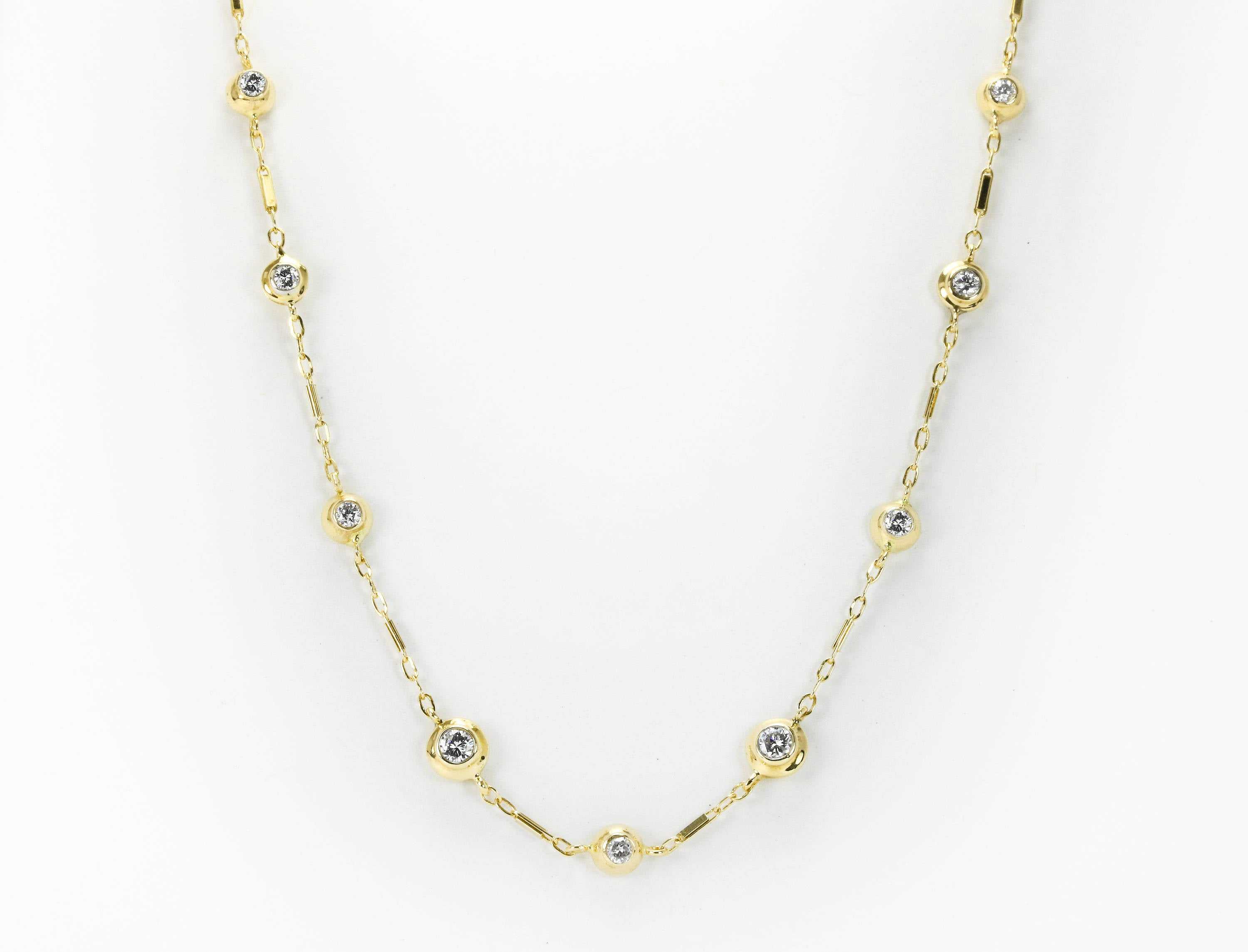 1.11tcw Vintage Diamond By The Yard Necklace in 14K Gold - Elegant Layering Necklace for Women, Perfect for Weddings, Anniversaries & Special Occasions