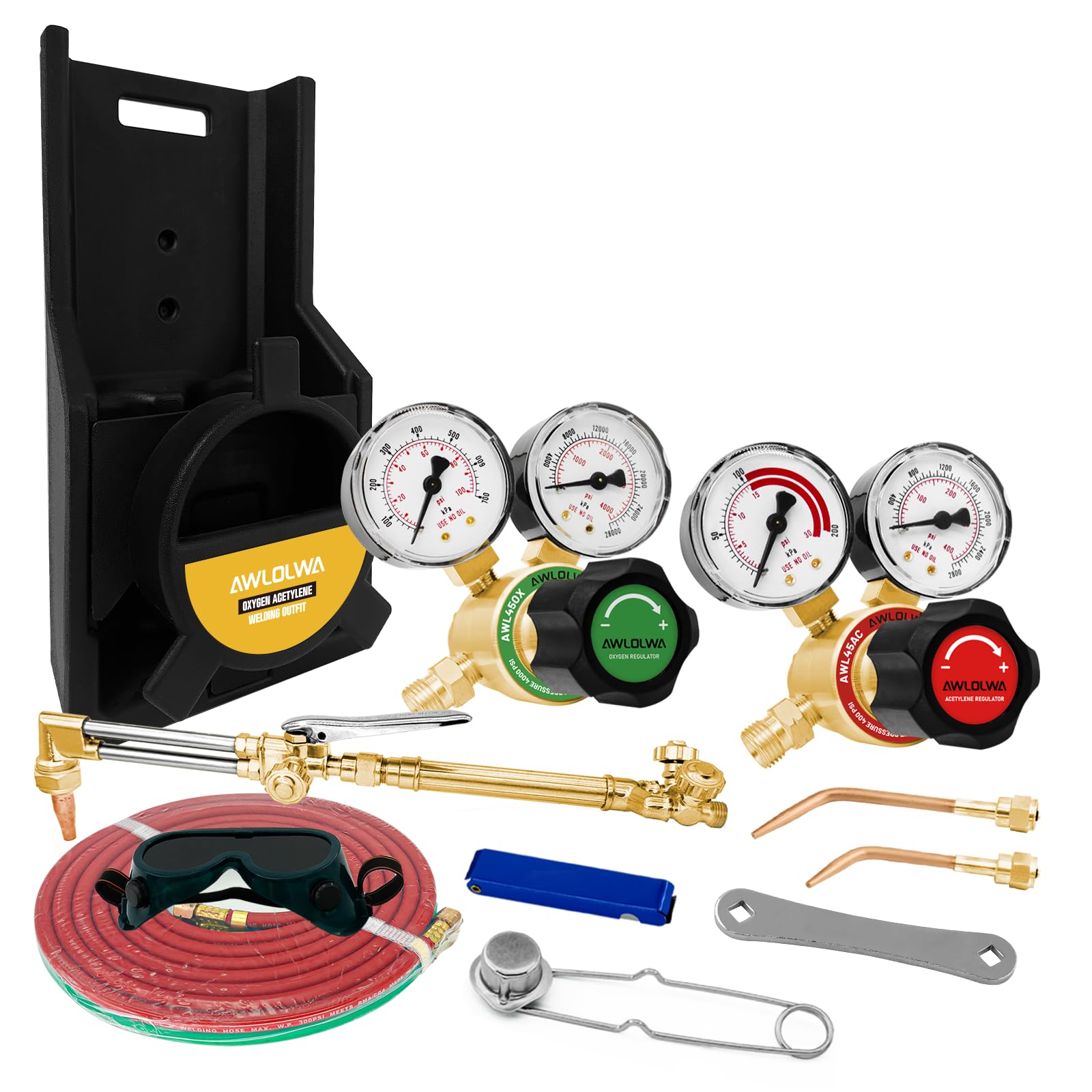 Medium Duty Oxy Acetylene Gas Welding Kit - Portable Oxygen & Acetylene Cutting Torch Set (No Tanks Included) - Perfect for Metal Fabrication, Auto Repair & DIY Welding Projects
