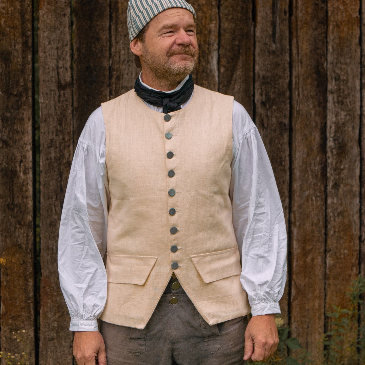 Lightweight Off-White Cotton Waistcoat - 1770s Vintage Style Vest for Historical Reenactment & Cosplay