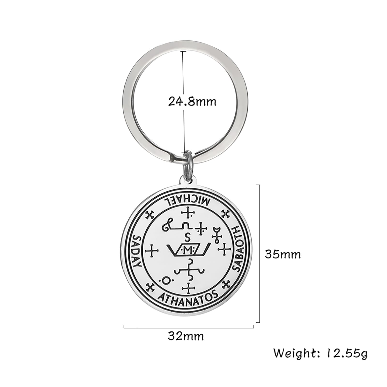 VASSAGO Archangel Keychain for Men & Women - Seal of 7 Archangels Pendant, Saint Michael Keyring, Kabbalah Amulet Gift for Protection & Spiritual Blessing | Perfect for Daily Carry, Car Keys, Backpacks & Spiritual Gifts