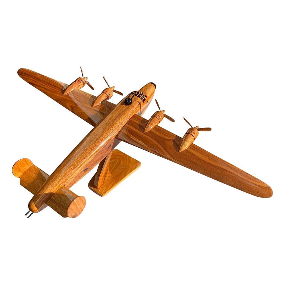 B24 Liberator Mahogany Wood Desktop Airplane Model - Handcrafted WWII Bomber Replica for Office Decor, Aviation Enthusiast Gift & Home Display