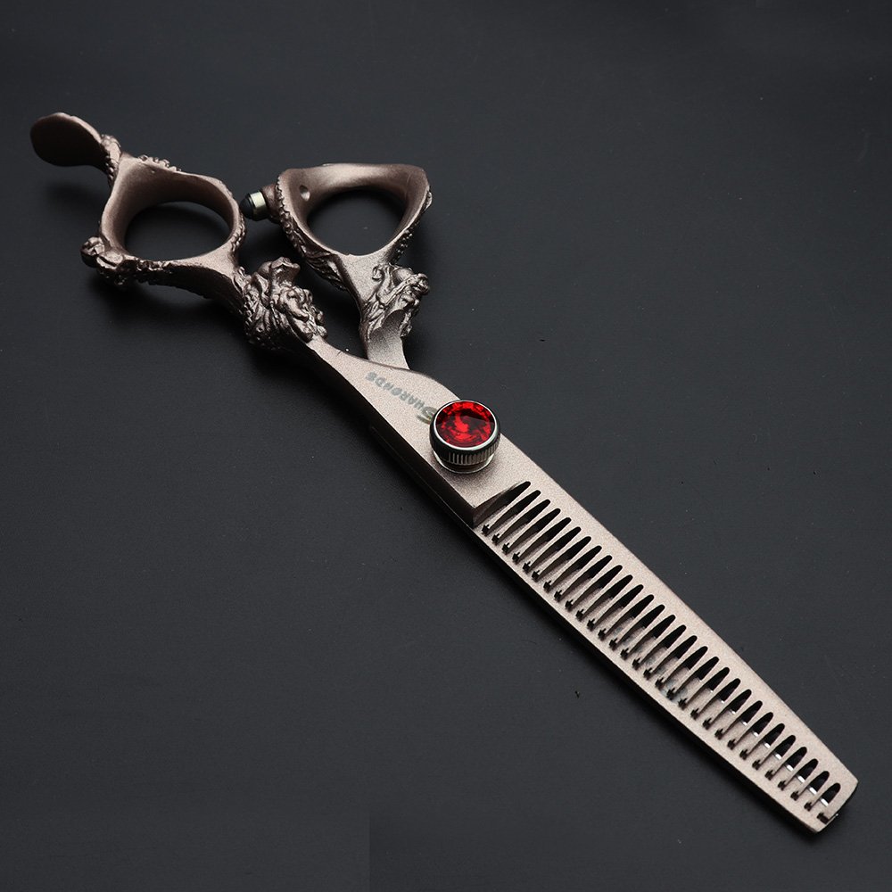 Professional 6 Inch Hair Cutting Scissors & Thinning Shears Set - Japan 440C Stainless Steel, Rose Gold - Precision Hairdressing Tools for Salon & Home Styling