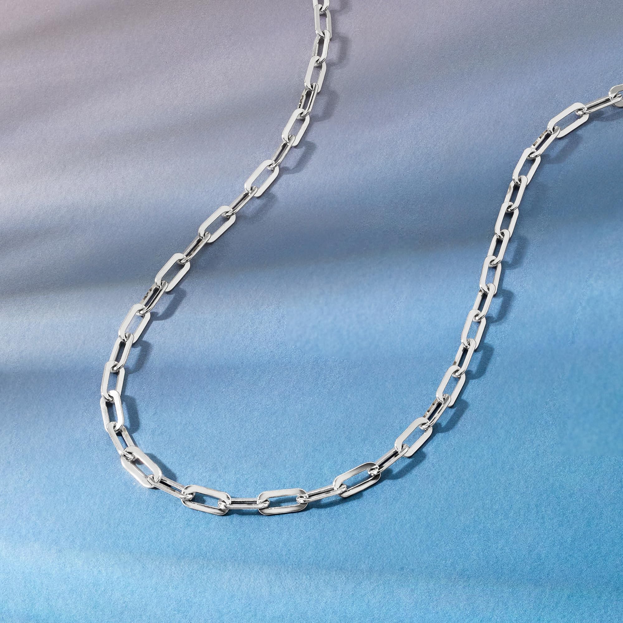 Ross-Simons Italian Sterling Silver Paper Clip Link Necklace - 20 Inch Dainty Chain for Women | Elegant Layering Necklace for Everyday Wear & Special Occasions