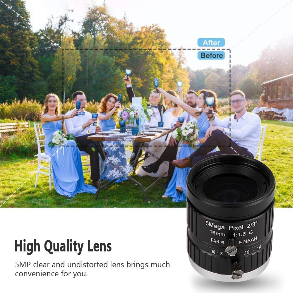16mm 5MP Varifocal C-Mount Lens for Industrial Surveillance Cameras - High-Quality Manual Focus CCTV Lens for Security Systems, Machine Vision & Factory Automation