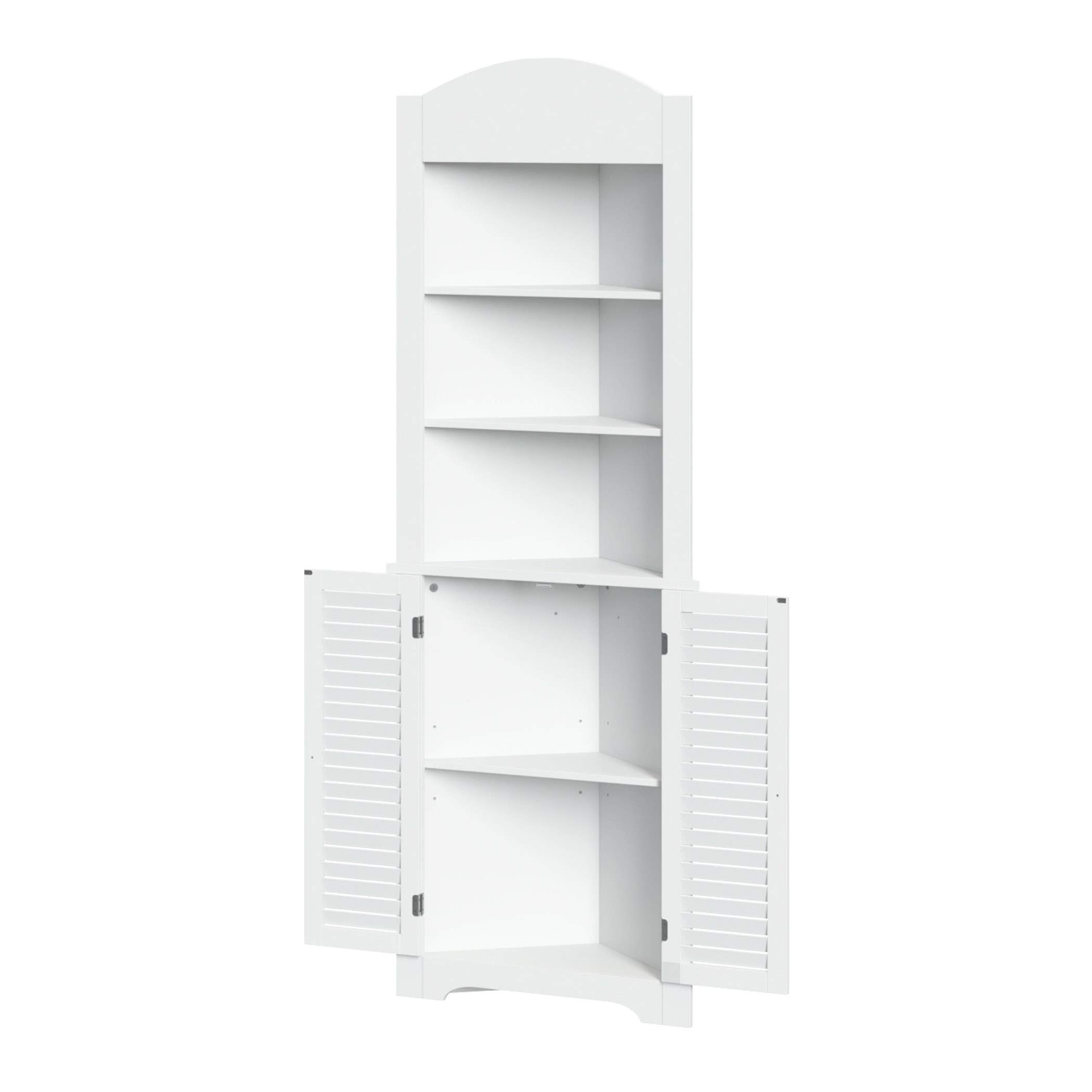 RiverRidge Ellsworth Collection White Tall Corner Cabinet - Storage Solution for Living Room, Bedroom & Home Office