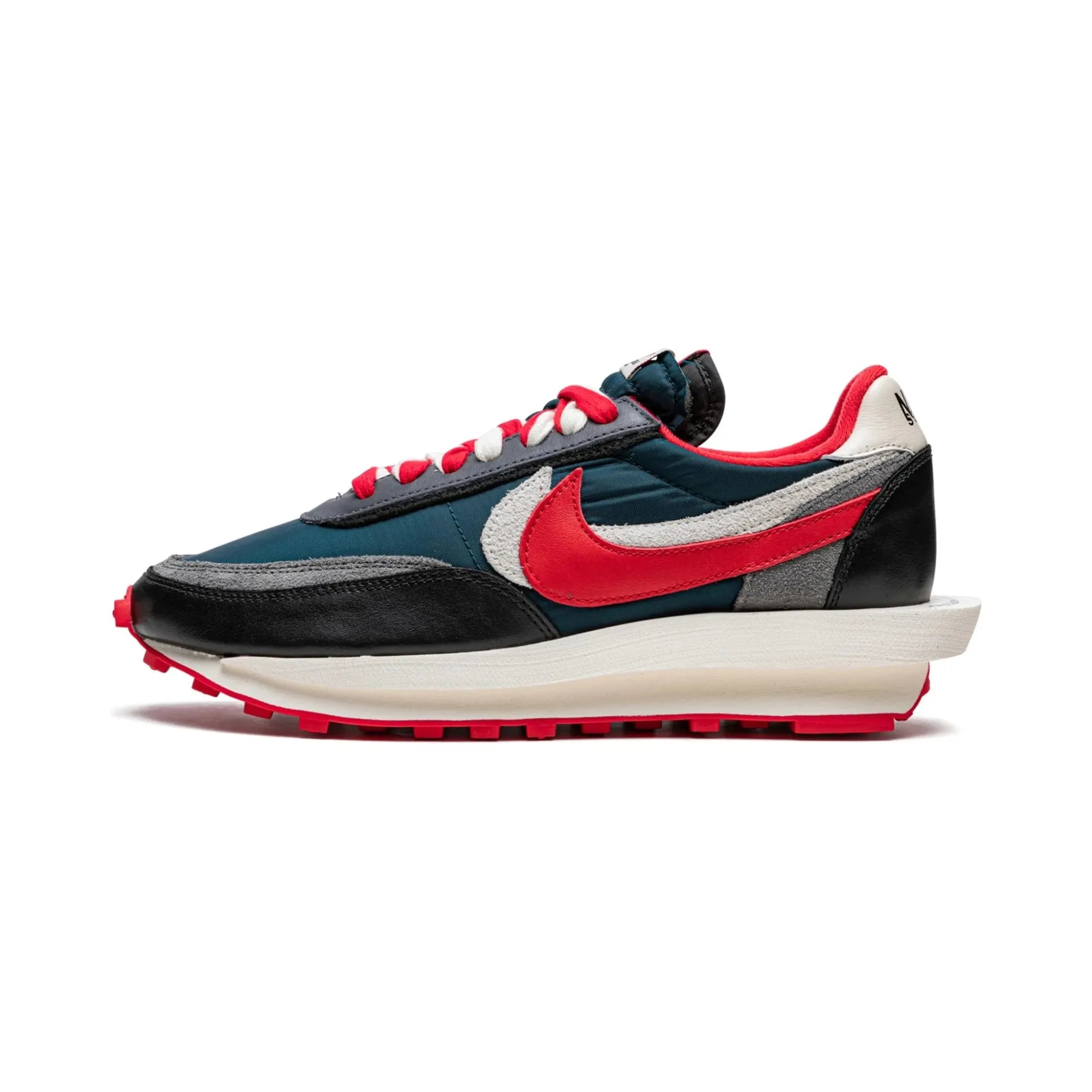 Nike LD Waffle X Sacai X UNDERCOVER Sneakers - Midnight Spruce & University Red Colorway - Limited Edition Collab Shoes for Running, Streetwear & Fashion Outfits
