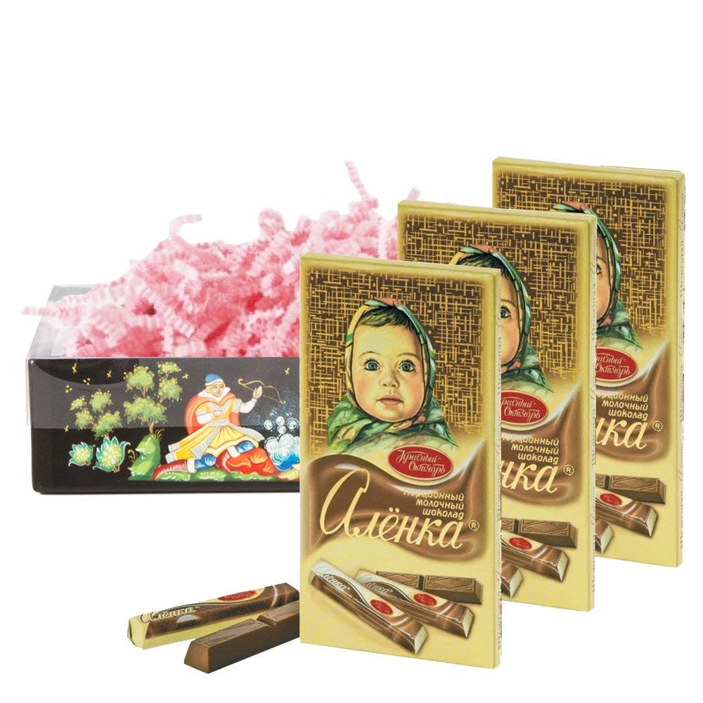 Alenka Milk Chocolate Bars Gift Set (3 Pack) - Red October Premium Russian Chocolate for Holidays & Gifts | Perfect for Christmas, Valentine's Day & Birthday Presents
