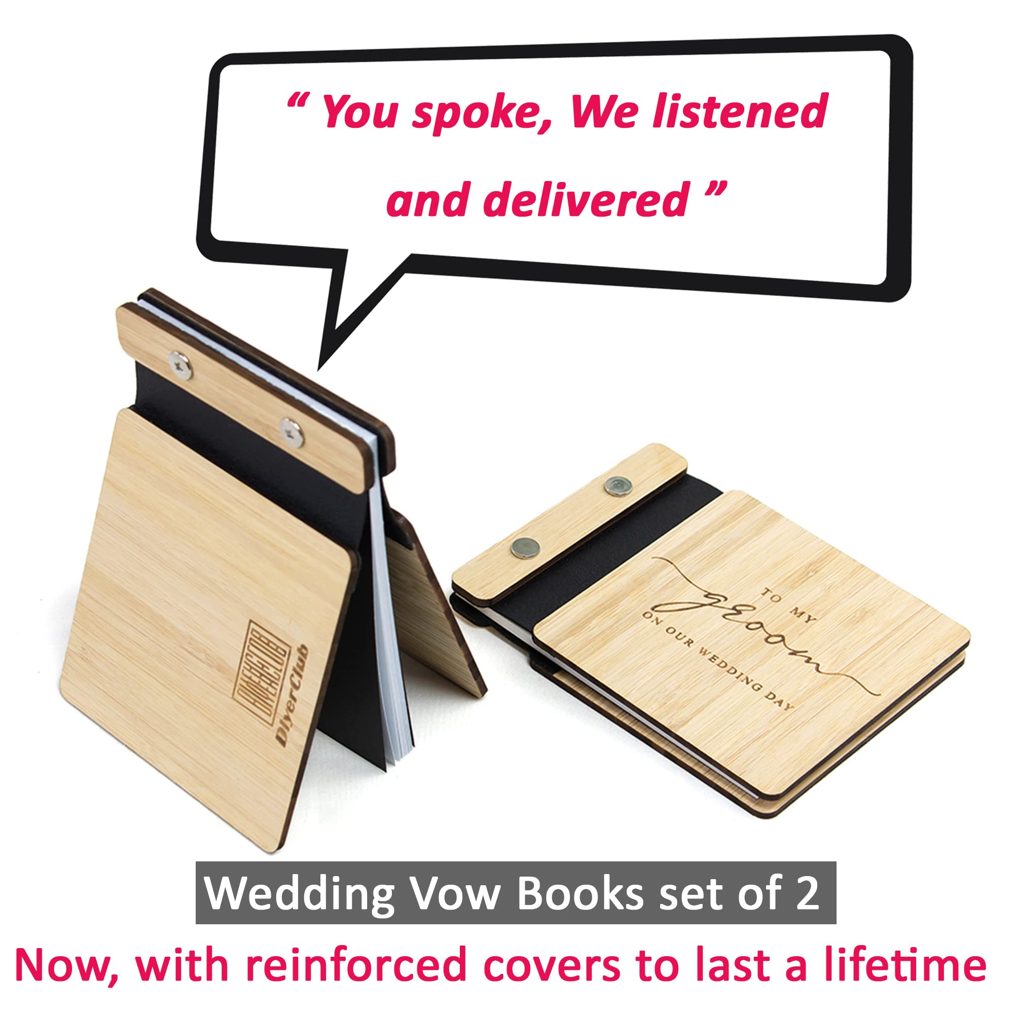 Wooden Wedding Vow Books Set of 2 - Rustic His & Hers Vow Books for Ceremonies - Handcrafted Wood Vow Renewal Keepsake - Perfect Bridal Shower Gift for Couples (Ideal for Weddings, Anniversaries & Romantic Proposals)