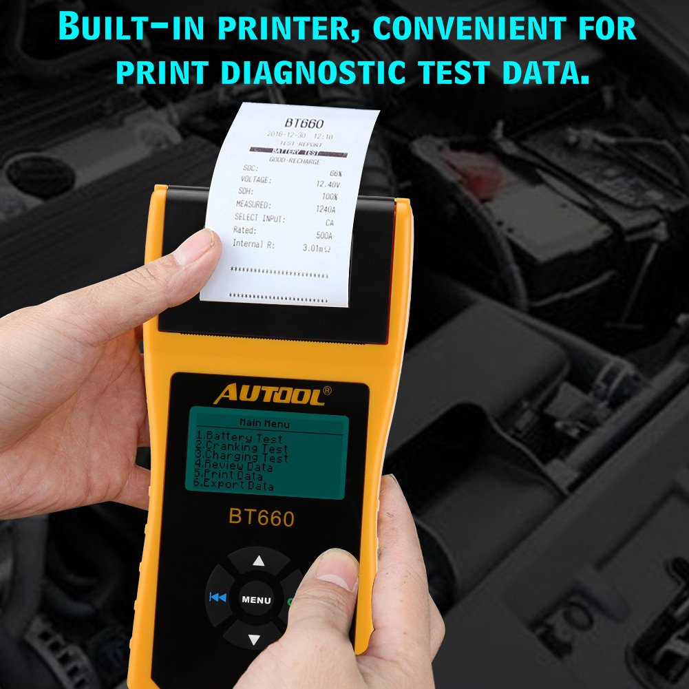 Keenso 12V Car Battery Tester - Digital Auto Battery Analyzer with Built-in Printer for Truck, Marine, Motorcycle, SUV & Boat - Perfect for Roadside Assistance & Vehicle Maintenance