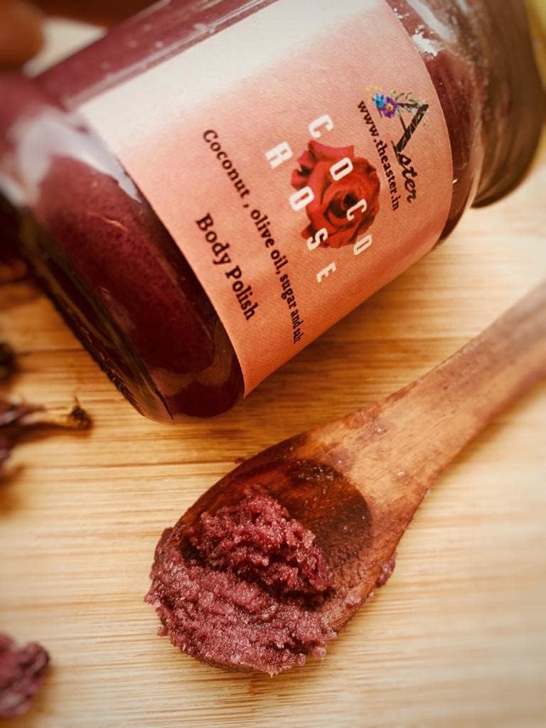 Organic COCO ROSE Body Scrub - Handmade Exfoliating & Cleansing Polish for Glowing, Smooth & Soft Skin - Paraben & SLS Free - 100g - Perfect for Spa Day, Dry Skin Care & Self-Care Routine