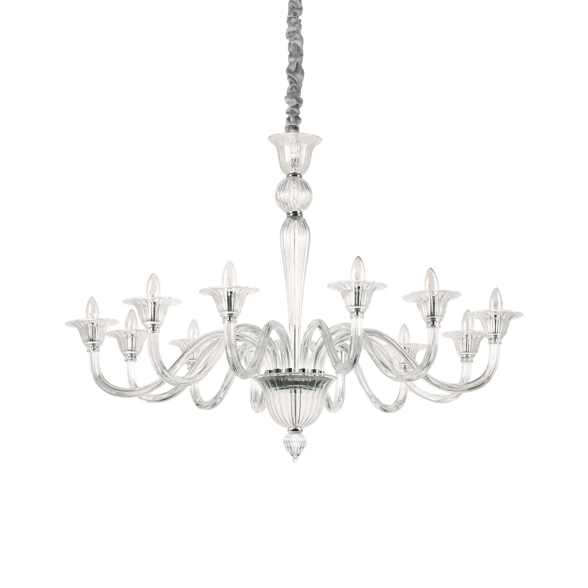 Brigitta 8/12 Light Center Ceiling Light Fixture in Amber/Transparent Finish - Perfect for Living Room, Dining Room, or Bedroom Lighting