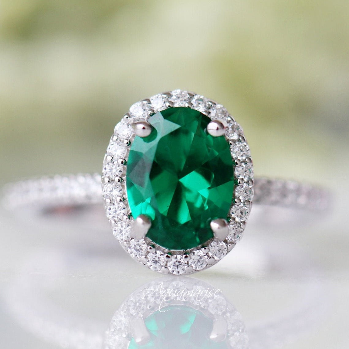 Emerald Iris Ring - Sterling Silver 925 Elegant Floral Jewelry for Women, Perfect for Weddings, Anniversaries & Special Occasions
