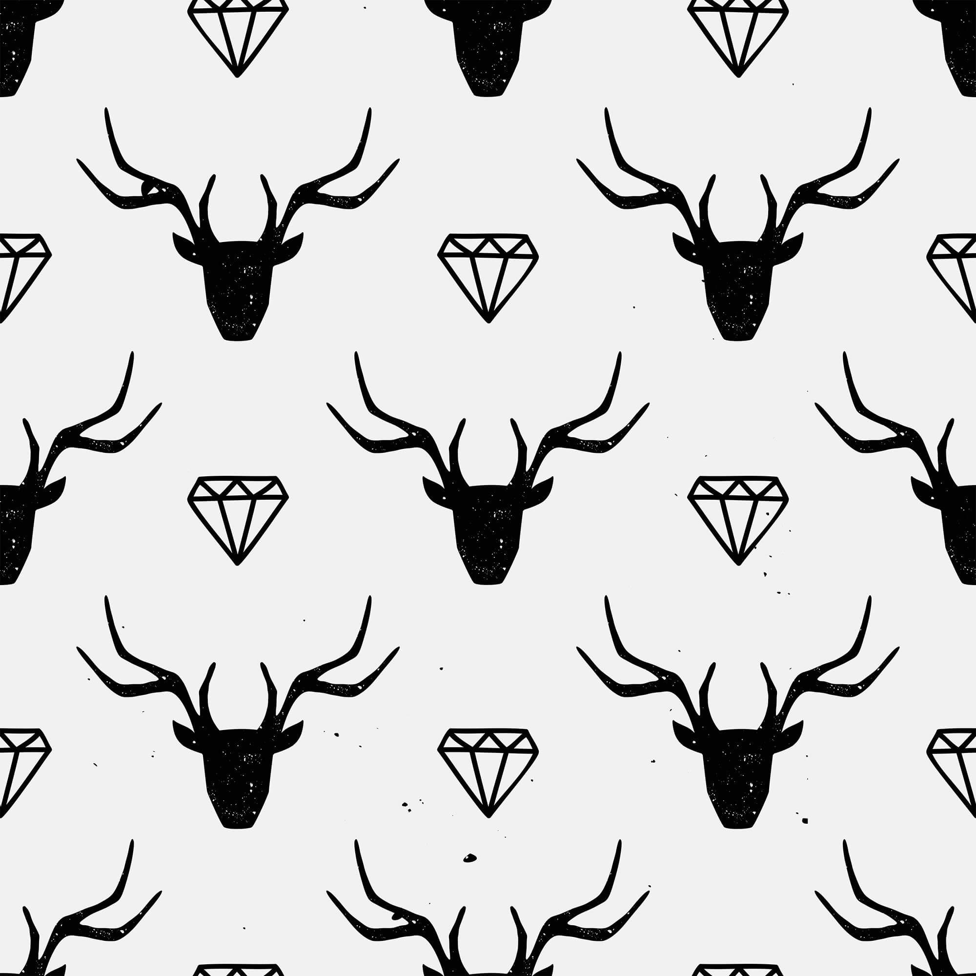 Black and White Deer Animal Peel and Stick Removable Wallpaper - Self-Adhesive Decorative Vinyl for Bedroom, Nursery, Living Room & Office Decor