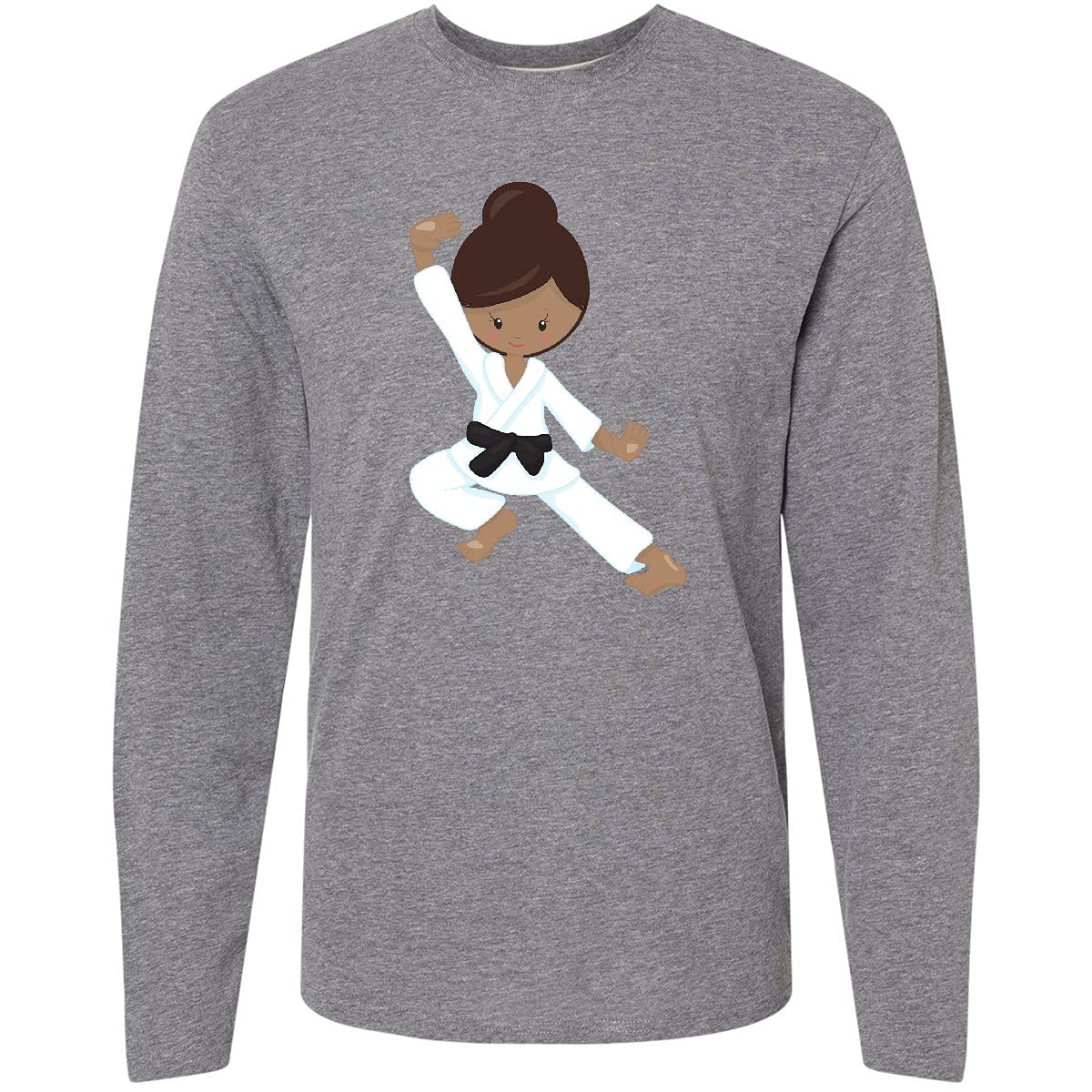 Inktastic African American Girl Black Belt Karate Girl Long Sleeve T-Shirt - Martial Arts Training, Women's Empowerment & Casual Wear for Strong Women