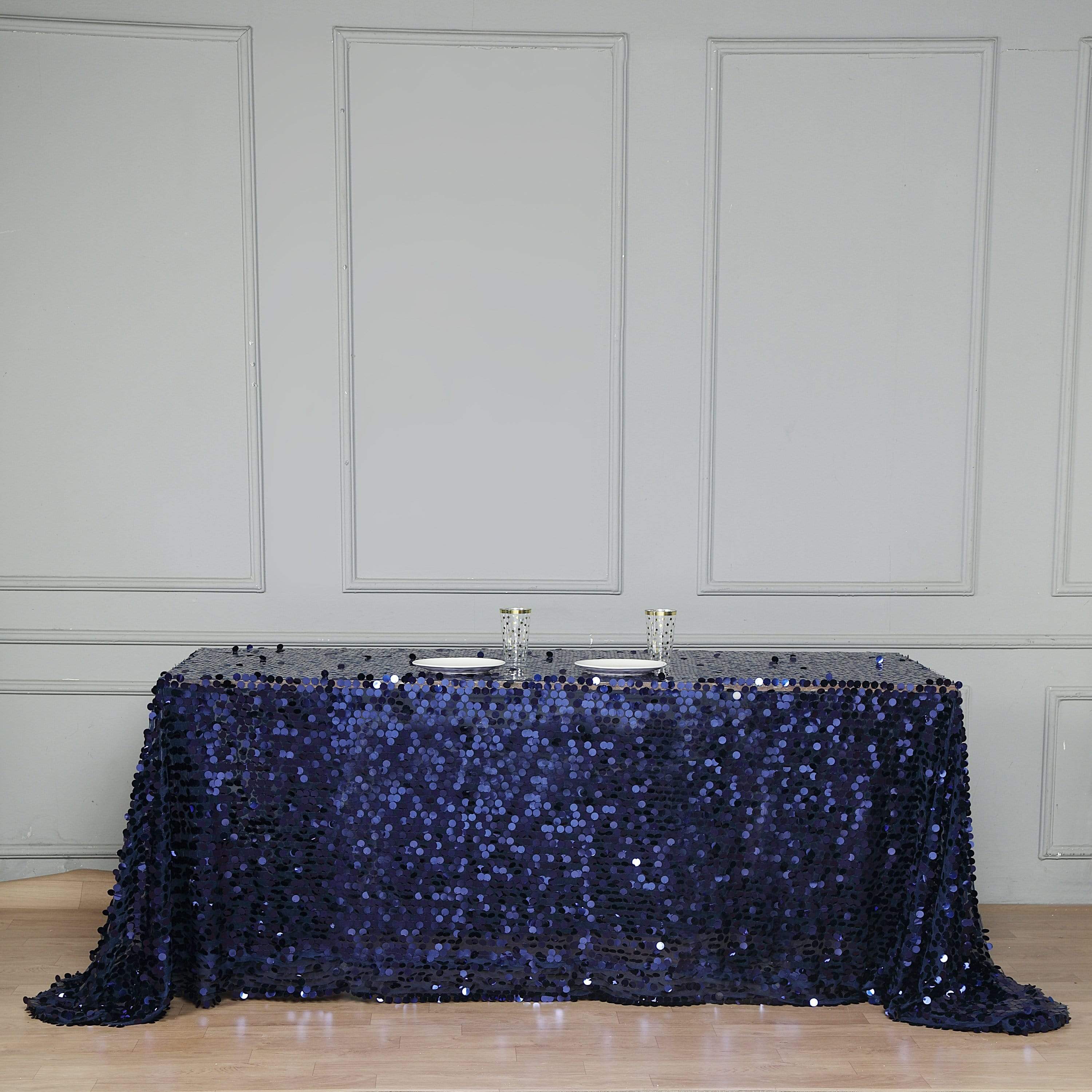 90x132 Inch Large Payette Sequin Rectangular Tablecloth - Glamorous Dining Table Cover for Weddings, Parties & Holiday Decorations
