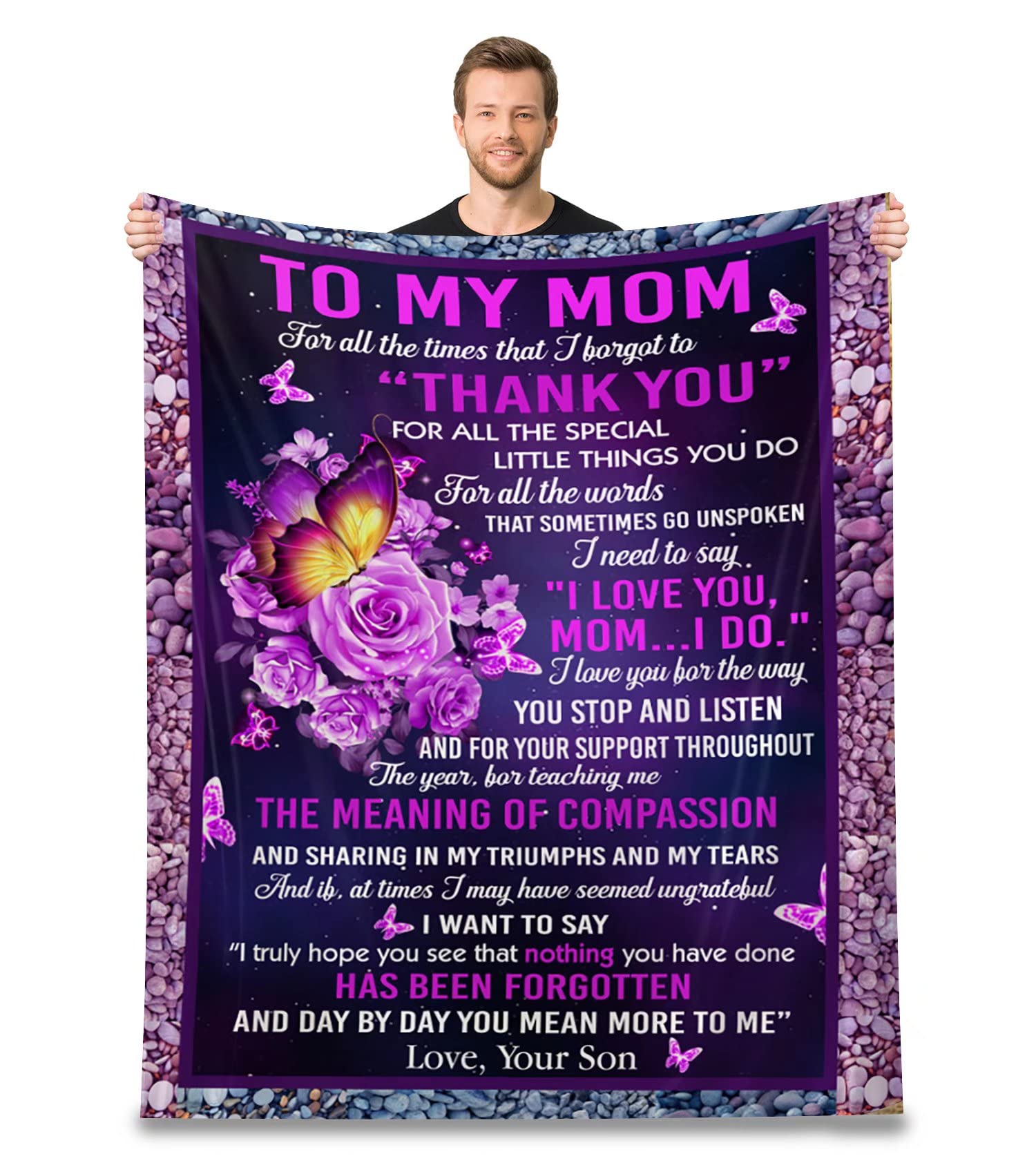 Cozy Purple Mom Blanket - 60x80 Inch Soft Throw for Mother's Day, Christmas, Valentine's Day & Birthday Gifts - Perfect for Couch, Bed & Relaxation