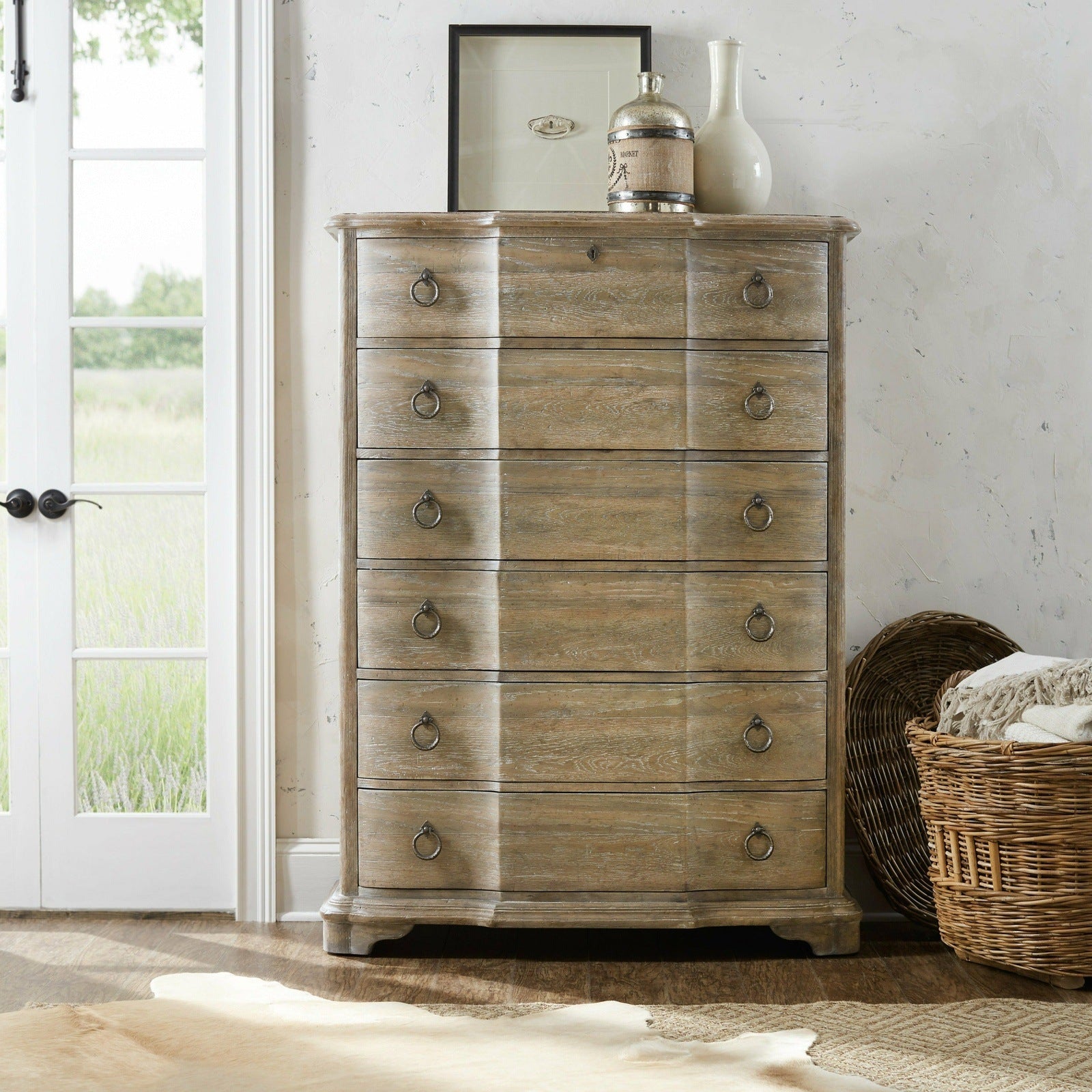 Boheme Chimay 6-Drawer Chest - Vintage Wooden Dresser for Bedroom & Living Room Storage - Perfect for Organizing Clothes, Linens, and Home Decor